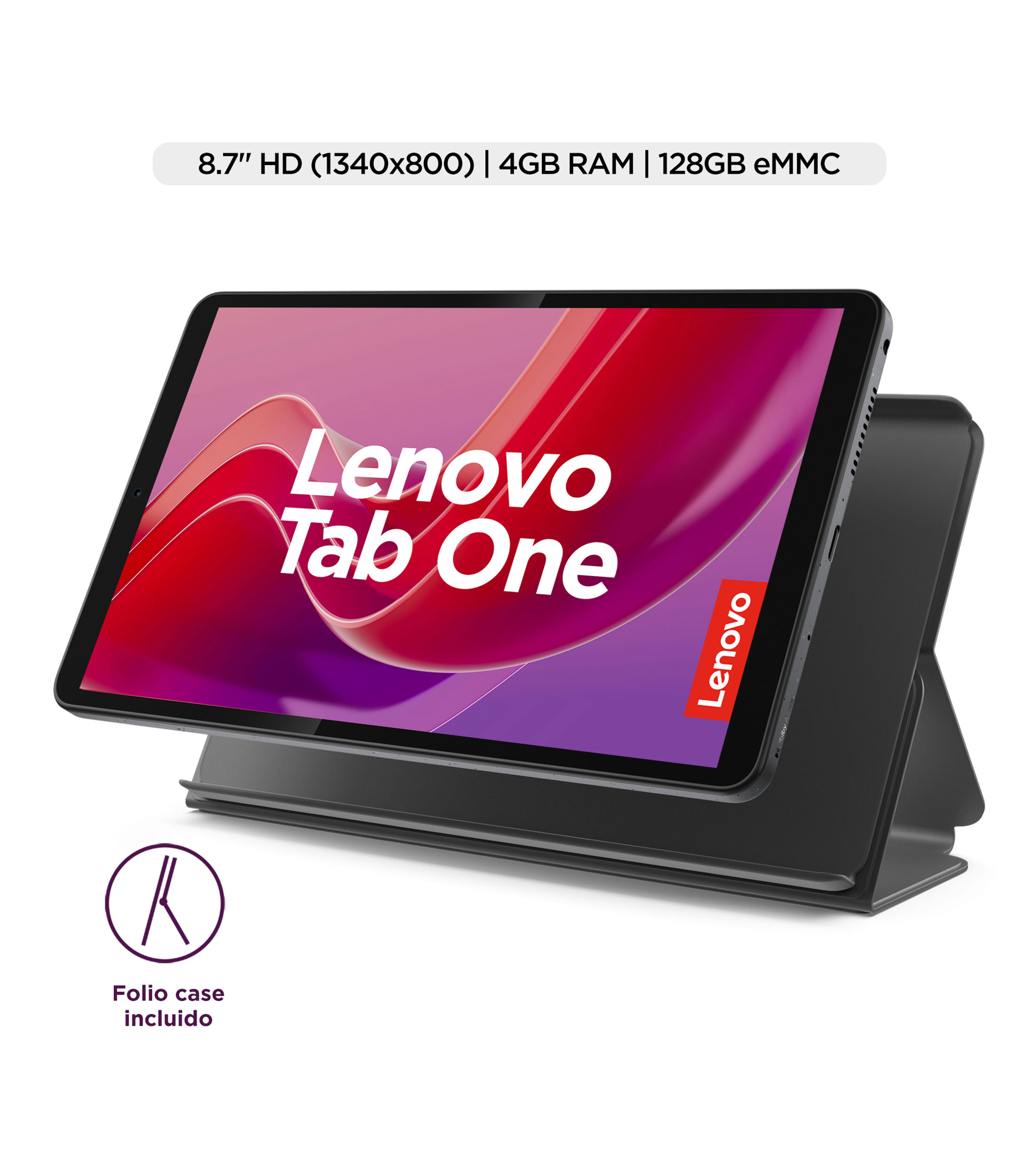 Tablet Tab One, 8.7", 128 GB, RAM 4 GB + Incluye estuche tipo folio
