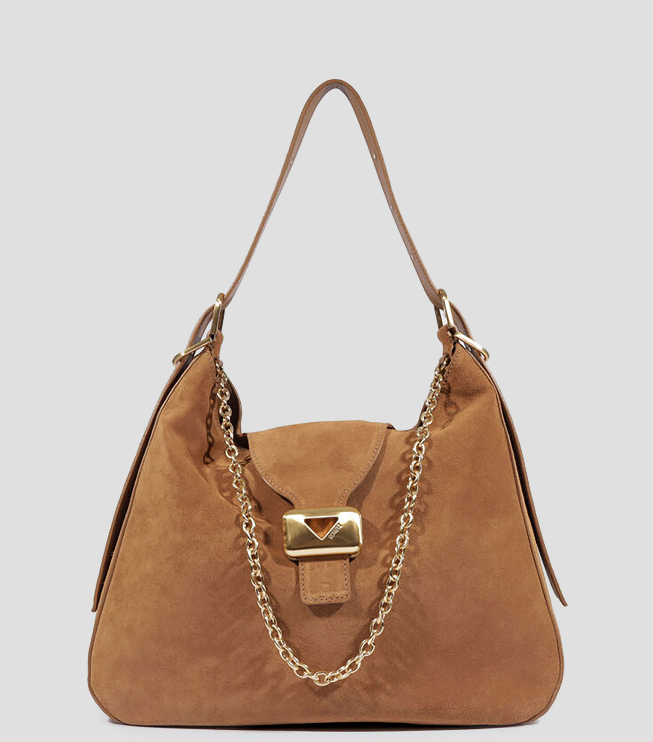 Bolsa Hobo café en piel Mujer