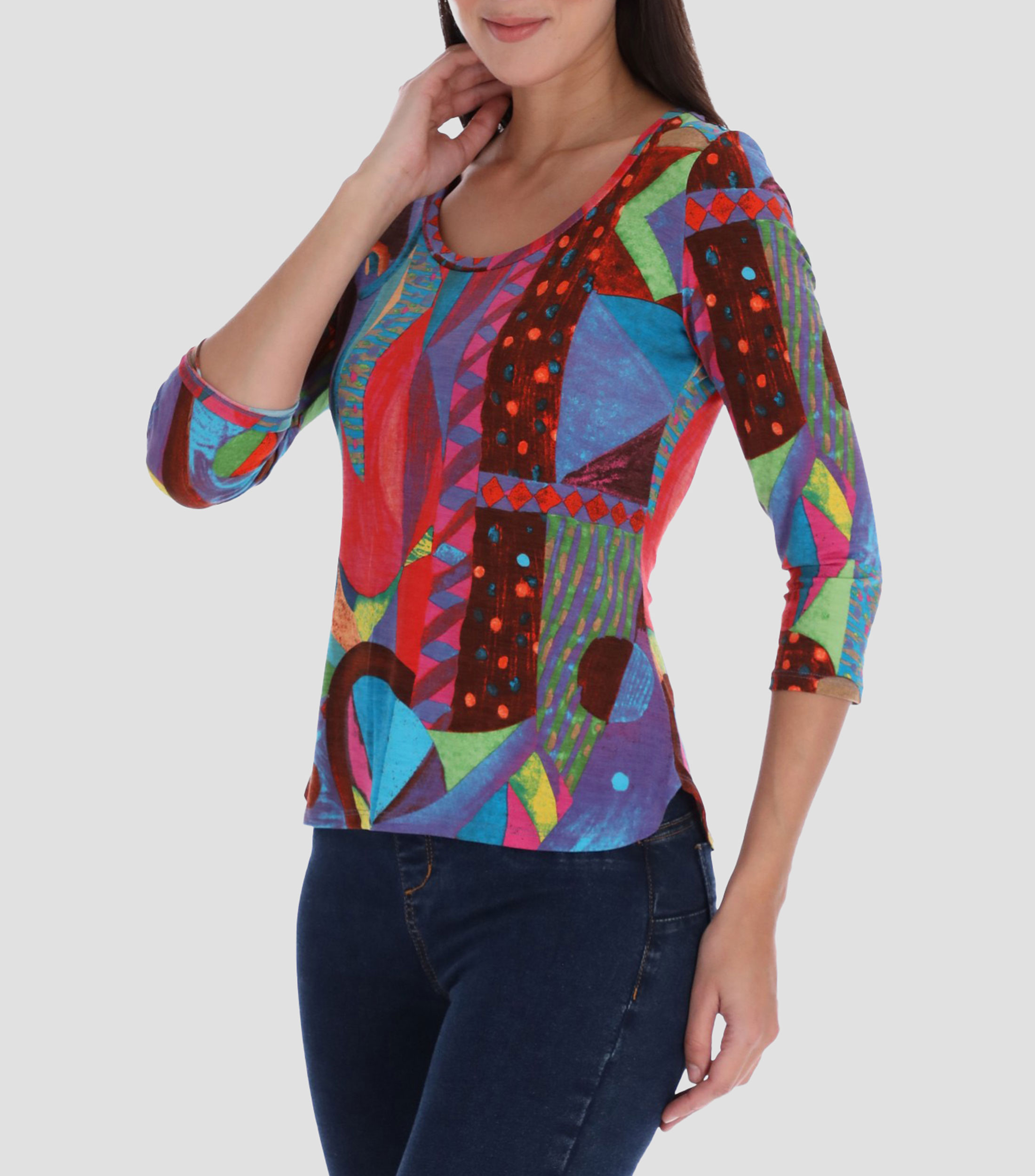 Blusa con estampado manga 34 Mujer