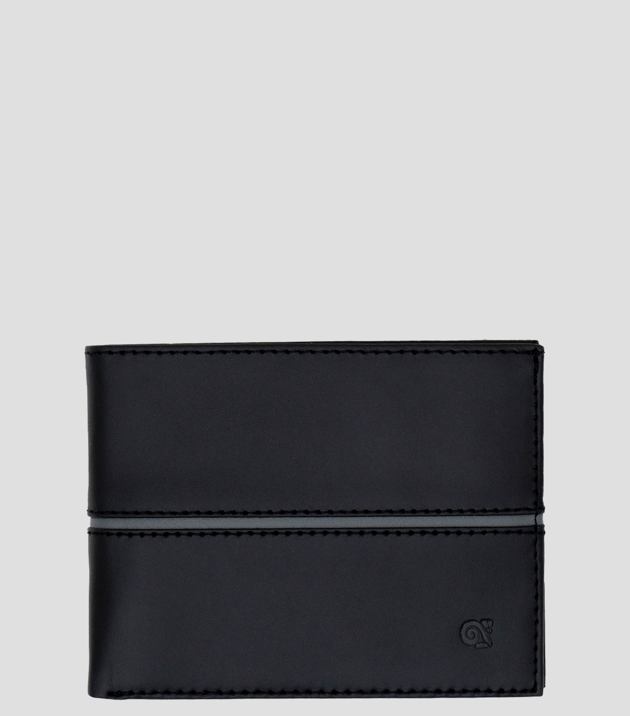 Cartera bifold negra en piel con línea decorativa Hombre