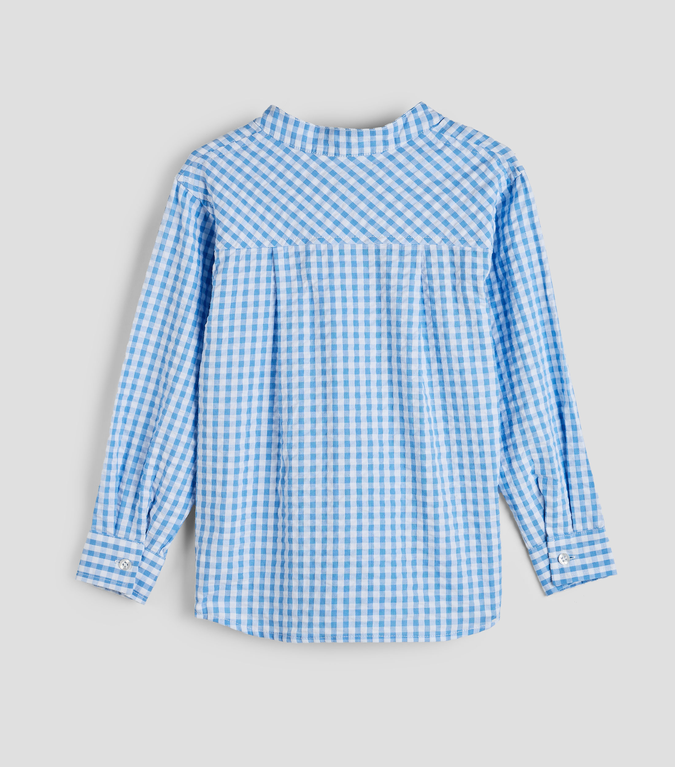 Camisa de cuadros con cuello mao y manga larga Bebé