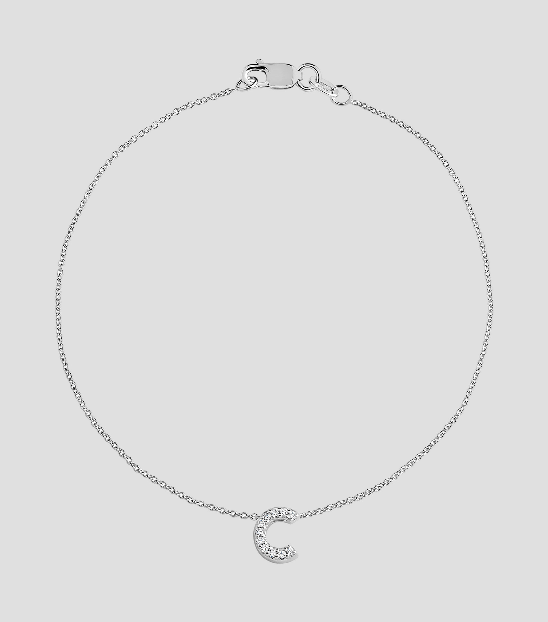 Pulsera en Oro 18 Kilates con Letra C Diamantes Mujer