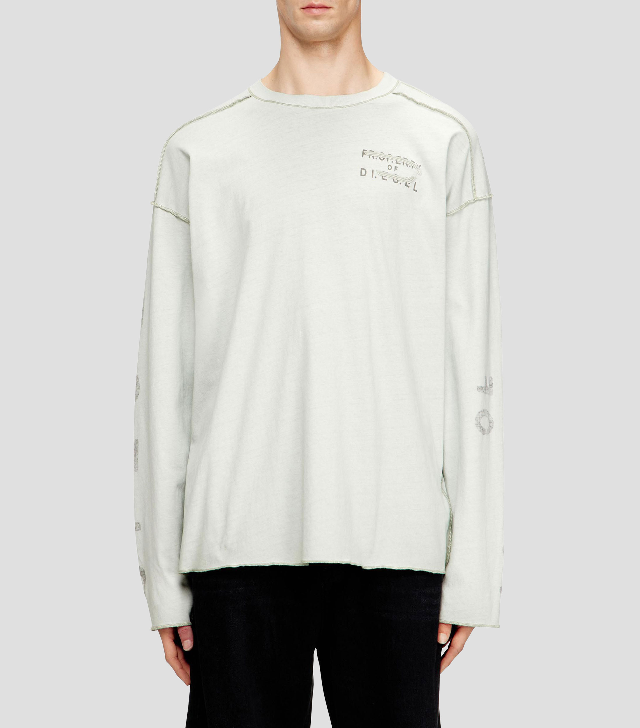 Playera cuello redondo manga larga estampado Hombre