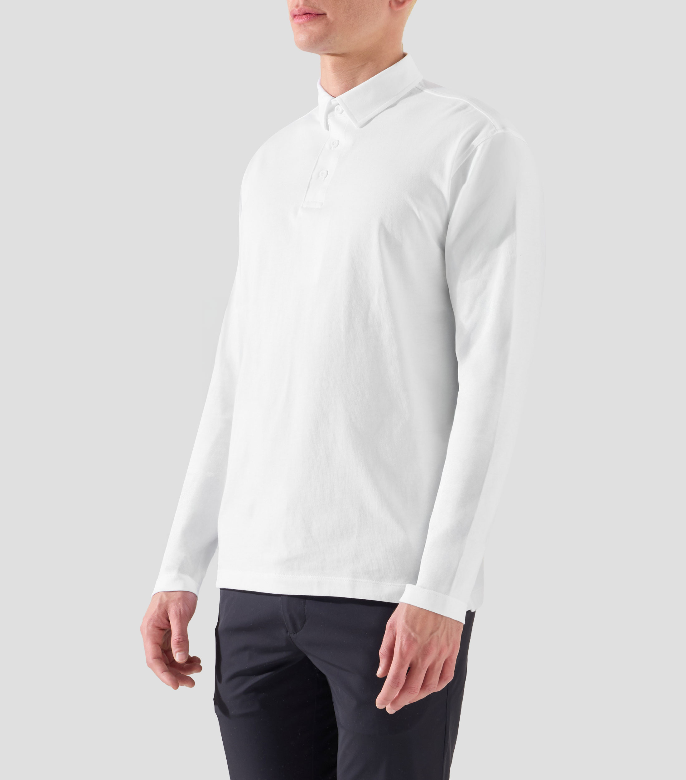 Playera tipo polo con manga larga lisa Hombre