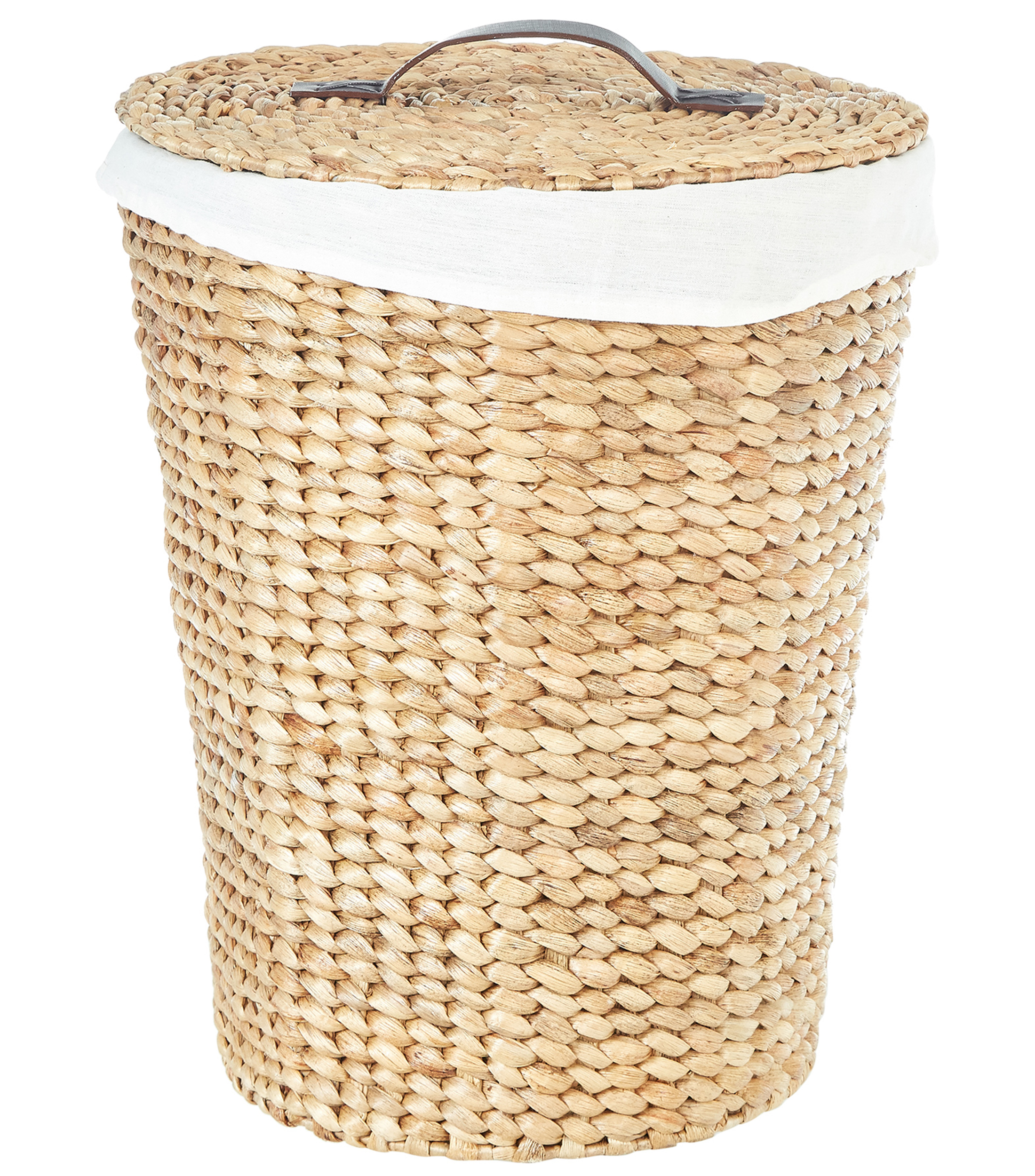 Life Style Cesto redondo con tapa tejido en lirio acuático - El Palacio