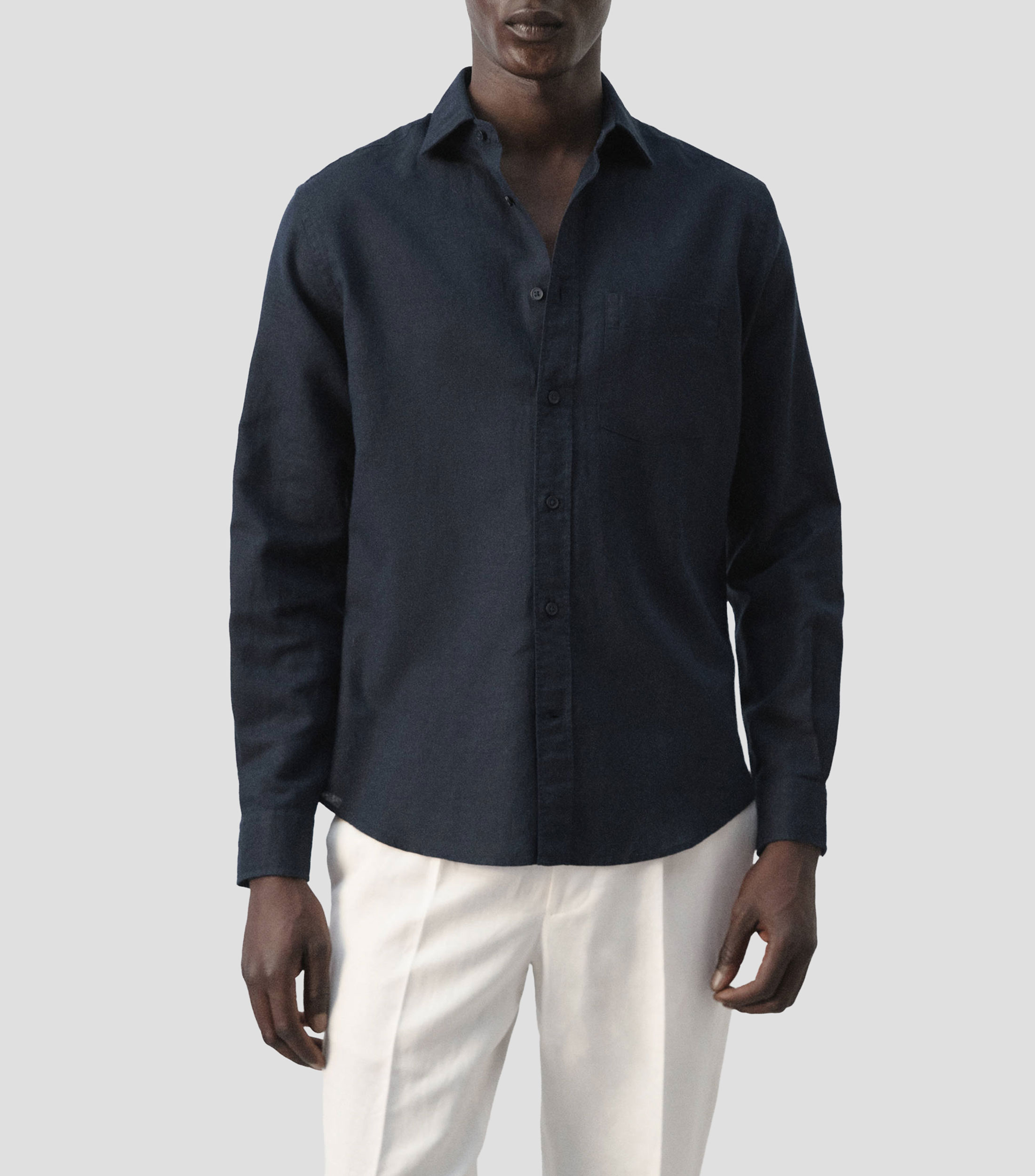 Camisa lisa manga larga Hombre