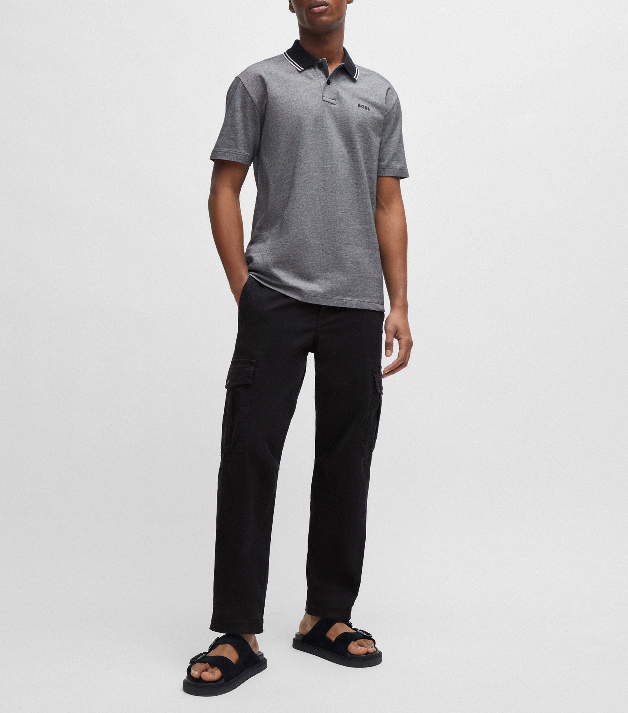 Playera Polo de piqué de algodón Oxford con logo estampado Hombre
