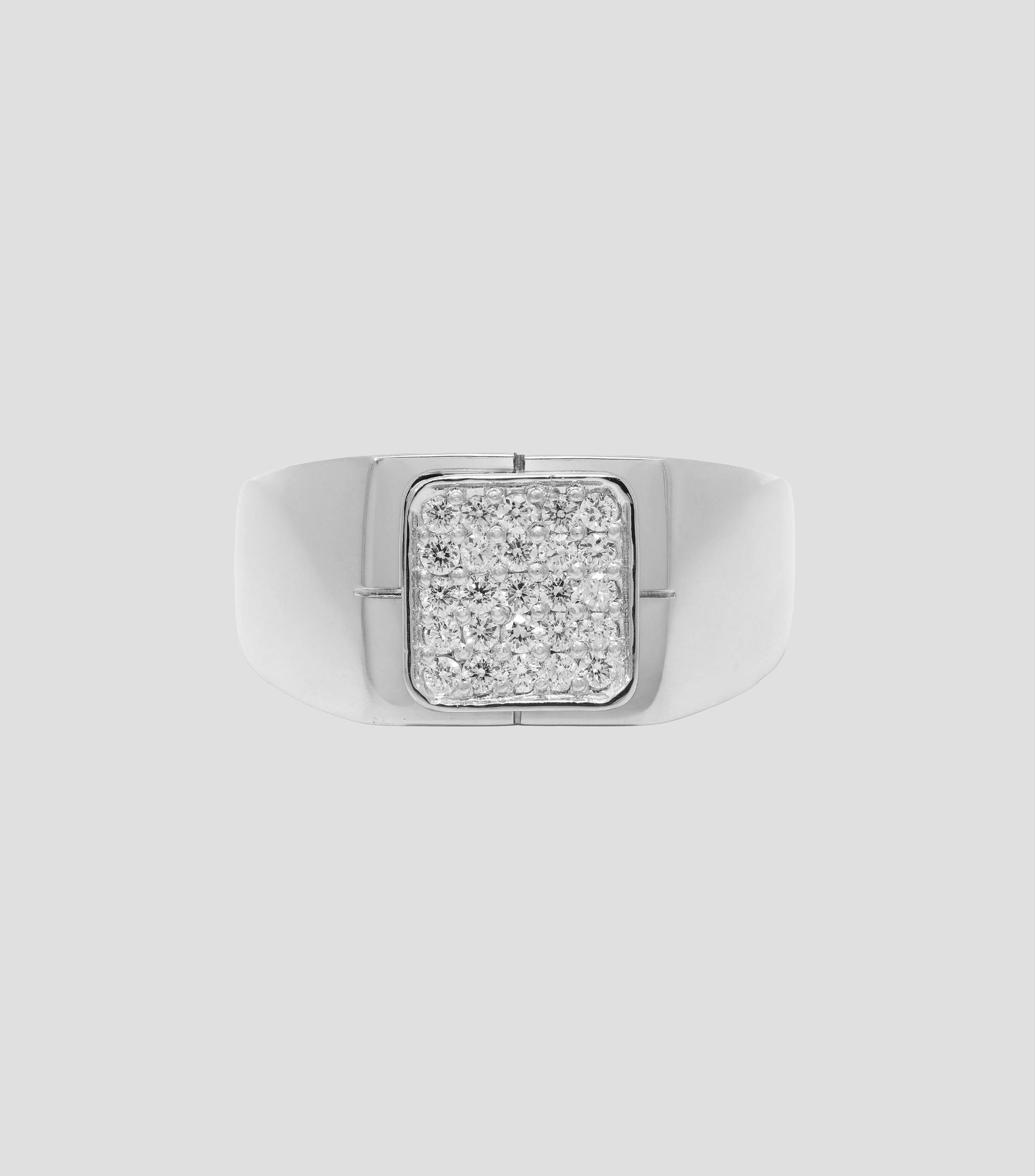 Anillo en oro blanco de 14 kilates con diamantes Hombre