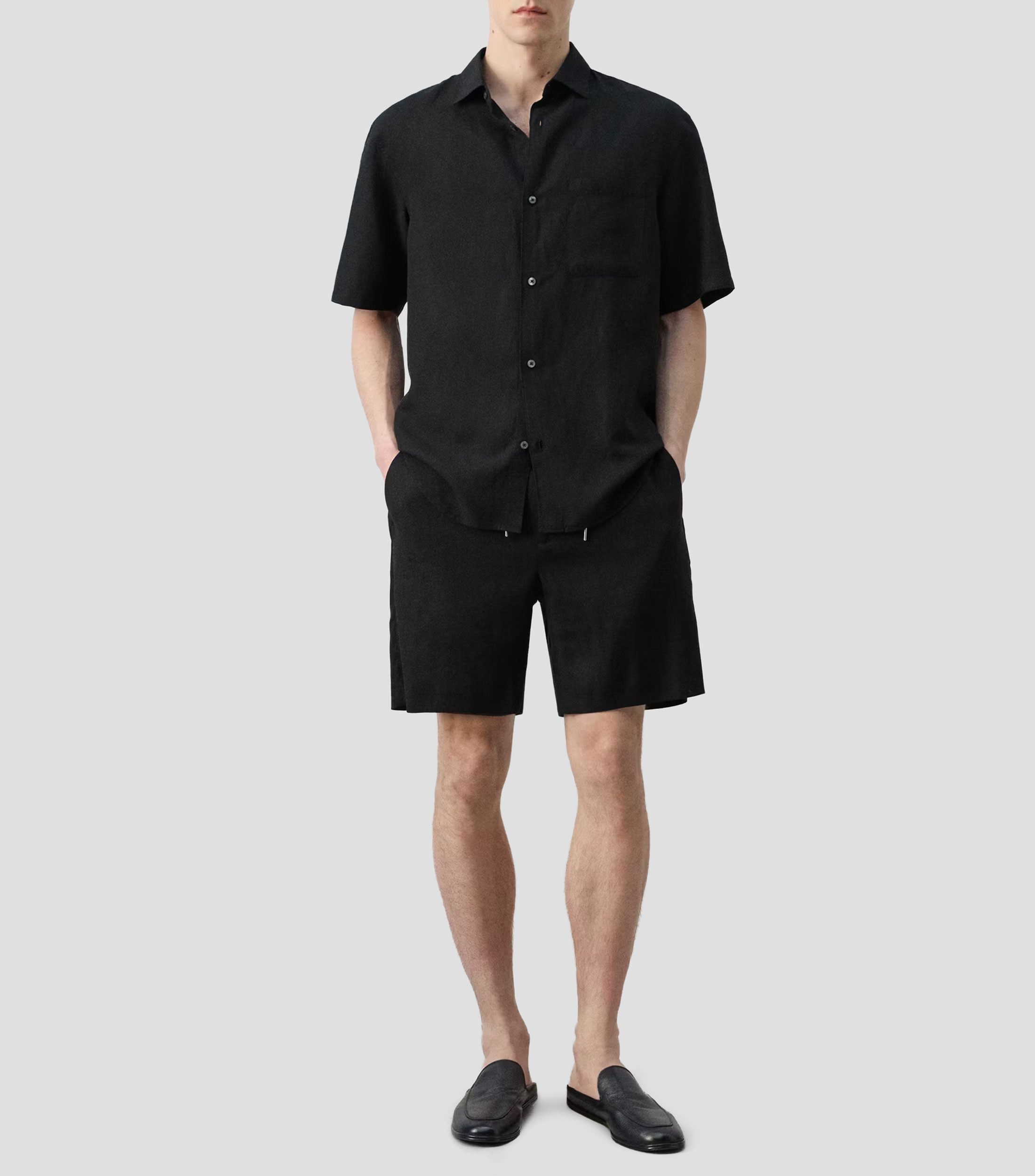 Camisa lisa manga corta Hombre