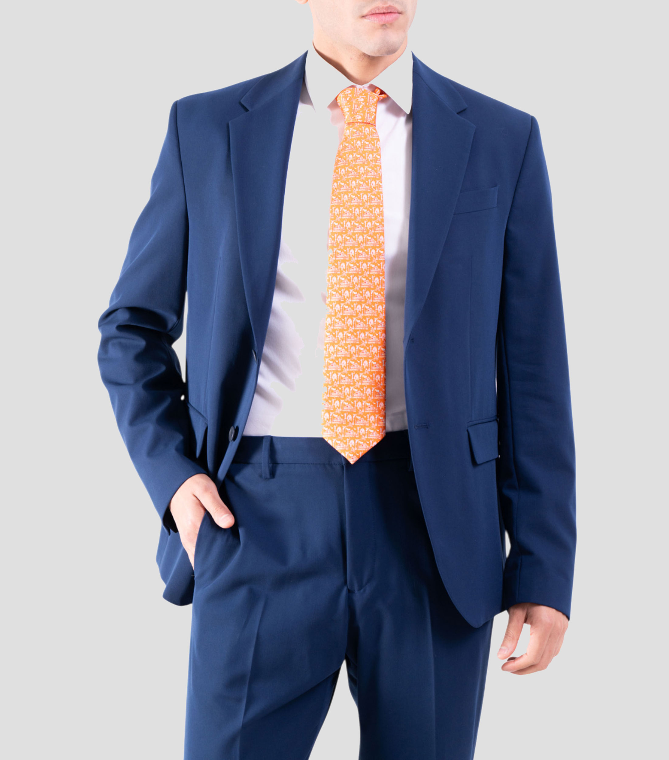 Corbata ancha Mi Ciudad en seda naranja