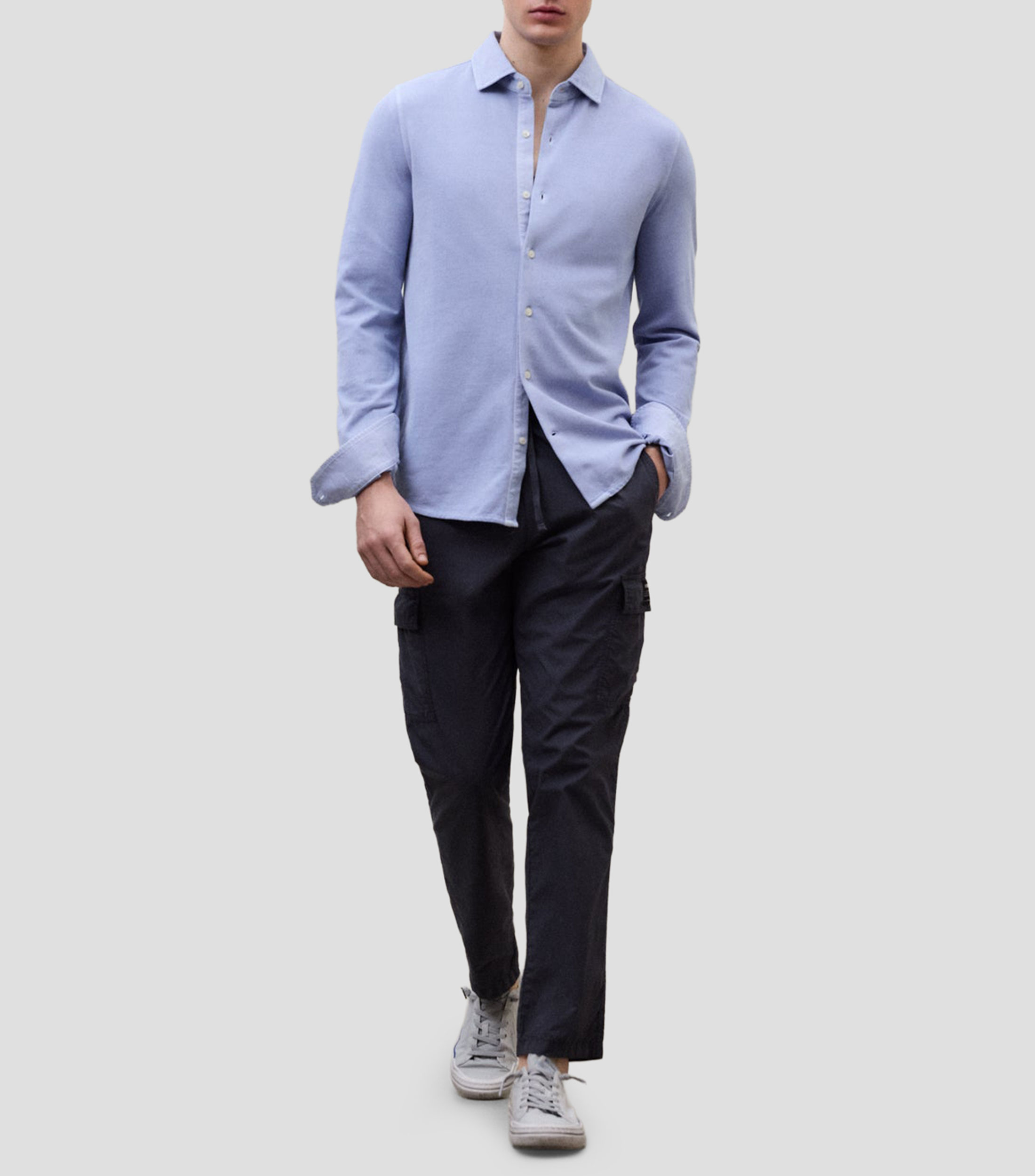 Camisa lisa de manga larga Hombre