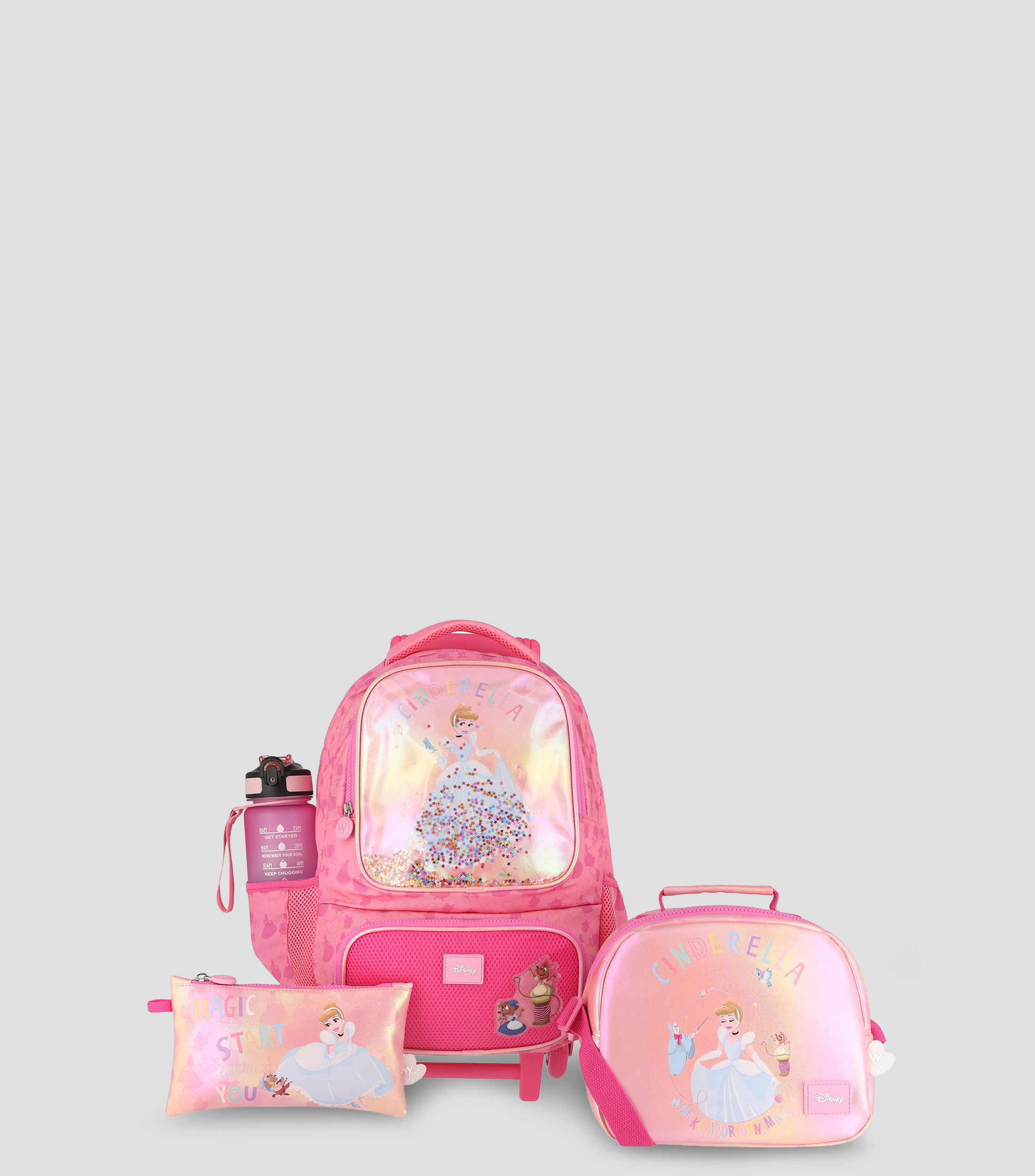 Set de Mochila Escolar con ruedas Cenicienta Niña