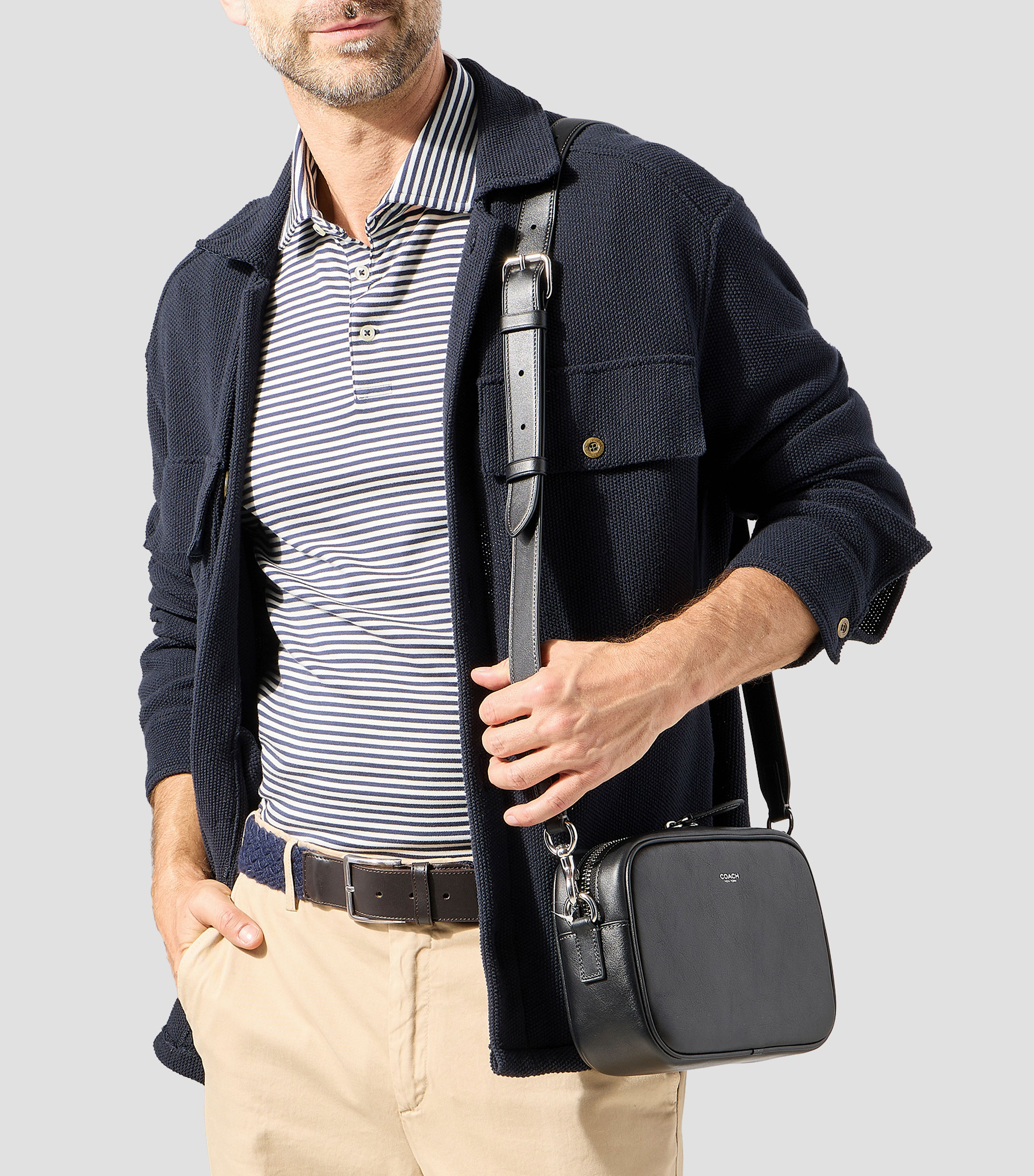 Bolso crossbody negro Radio en piel liso Hombre
