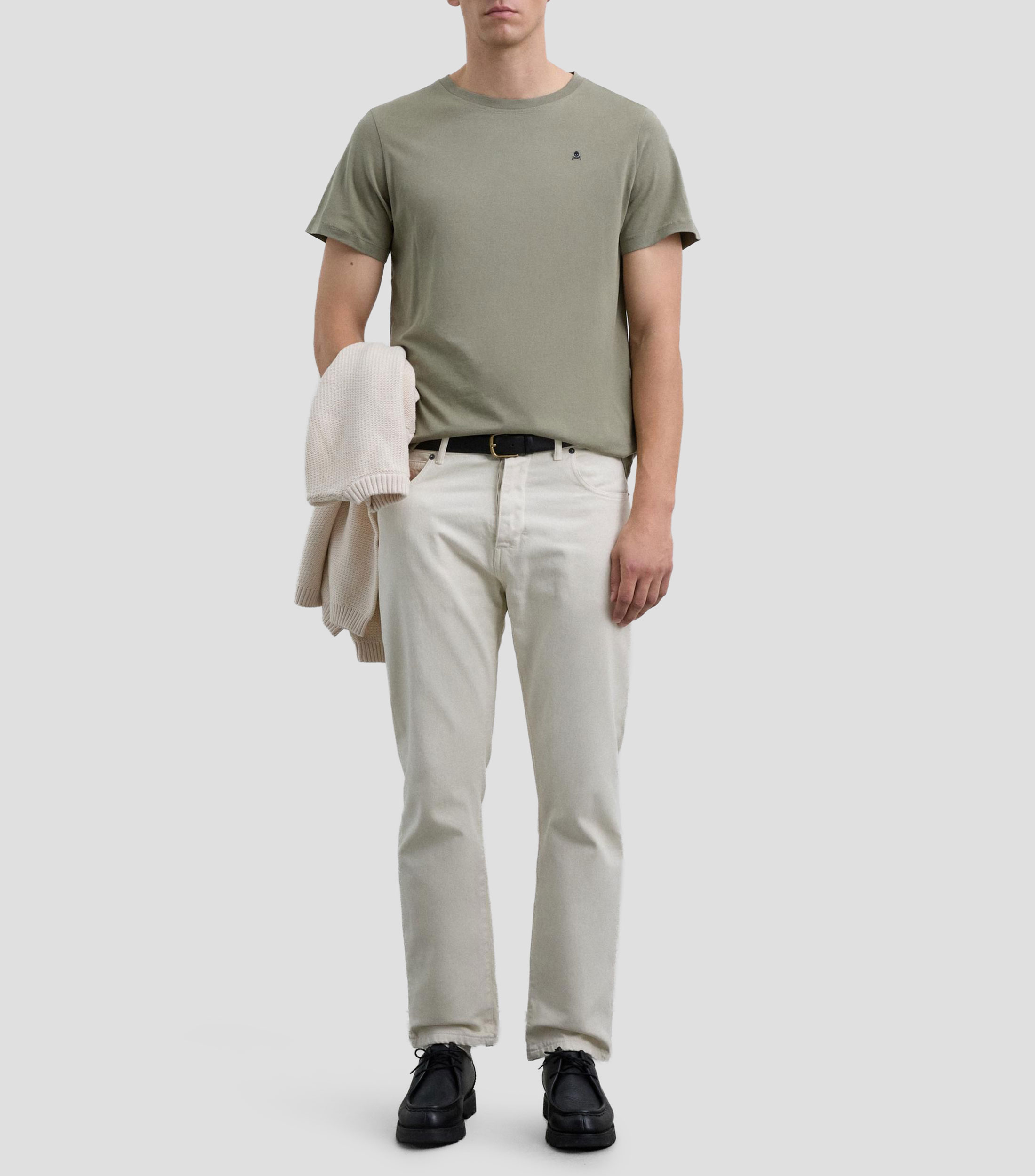 Playera de cuello redondo con manga corta lisa Hombre