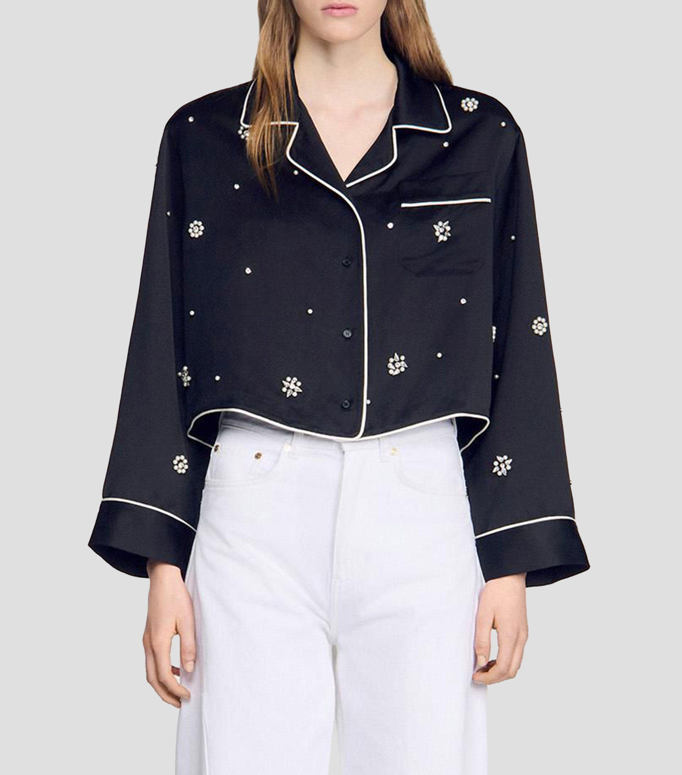 Camisa lisa con manga larga Mujer