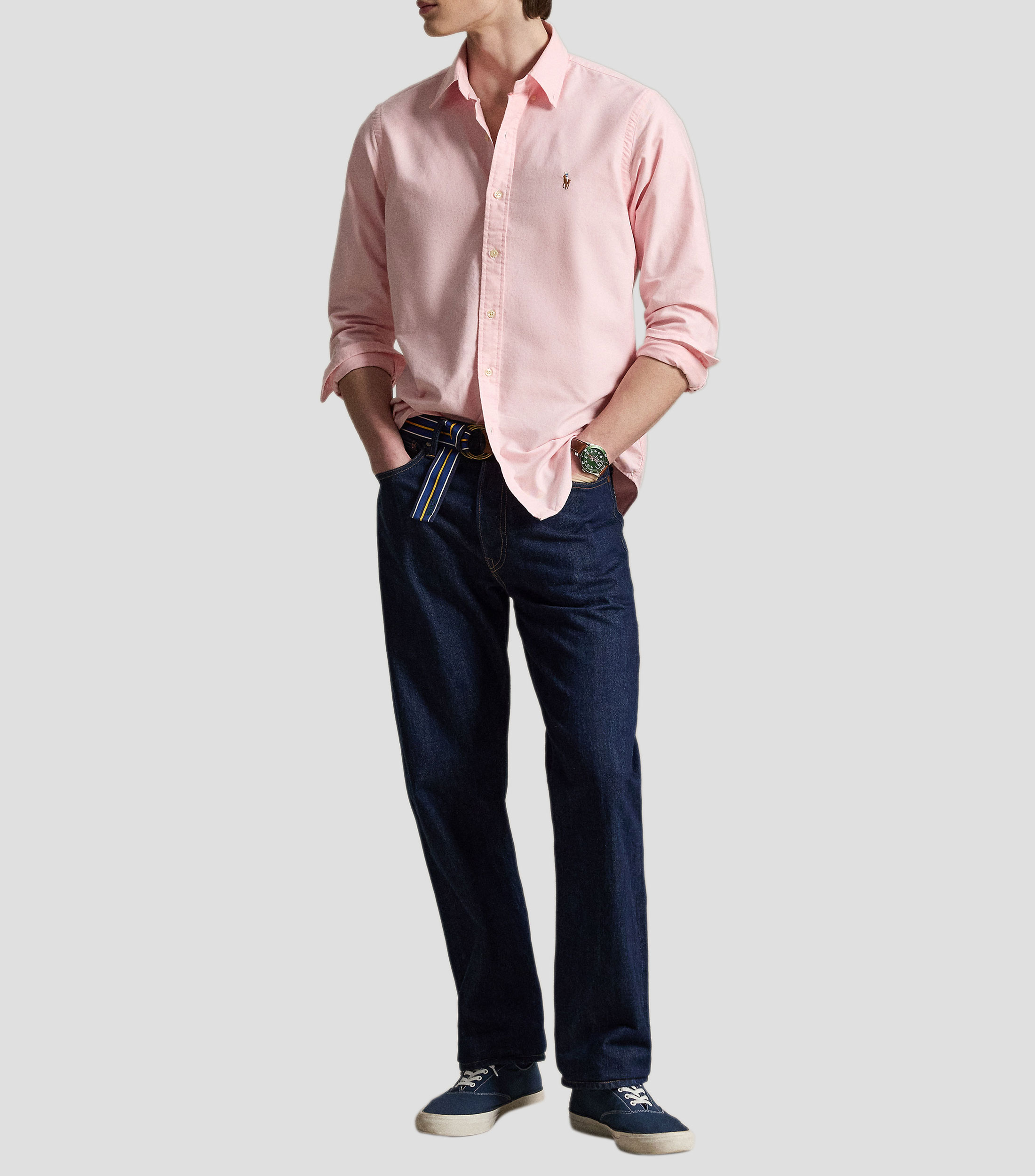 Camisa lisa manga larga Hombre