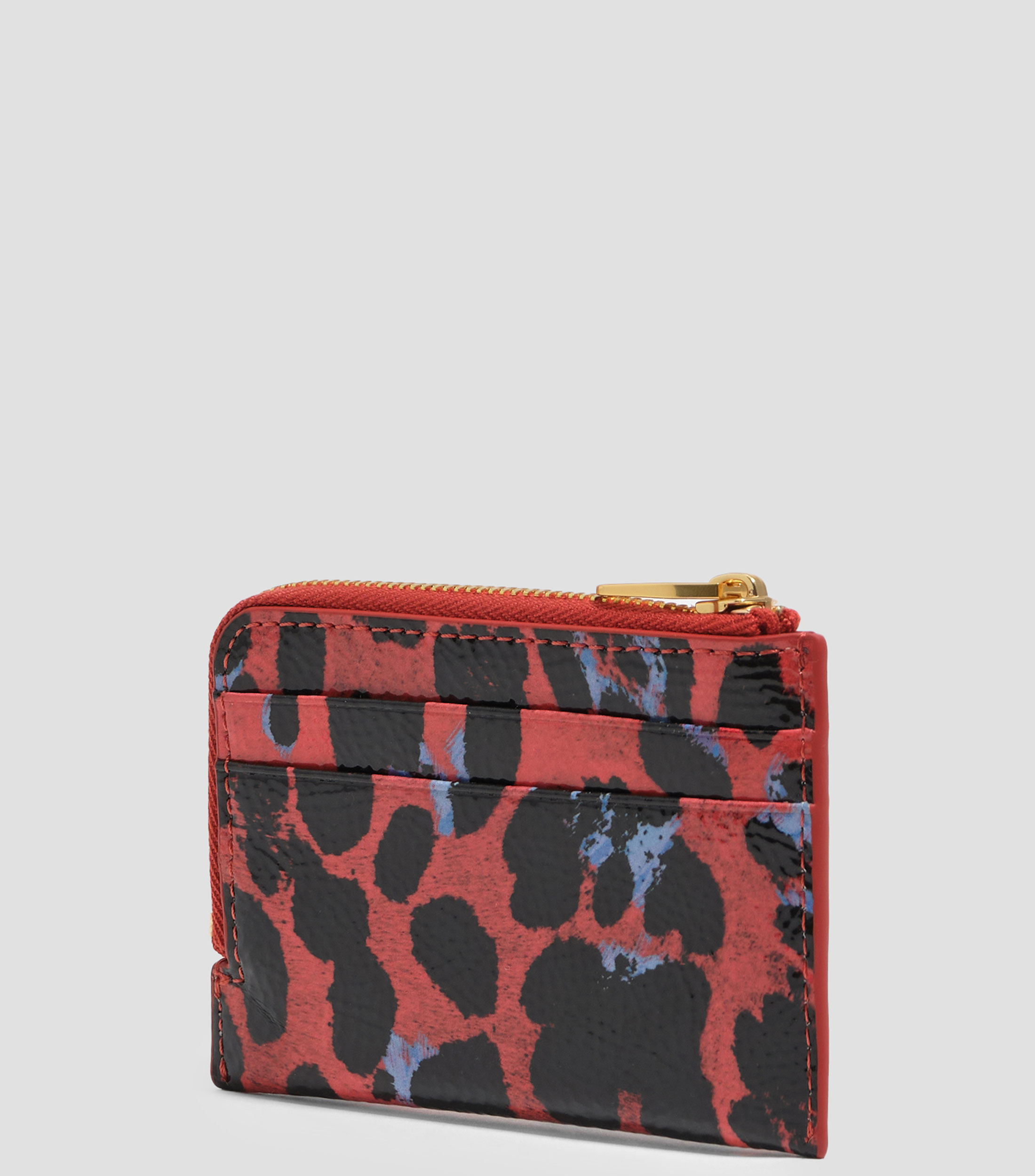Monedero textura brillo print Leopard rojo amapola Mujer