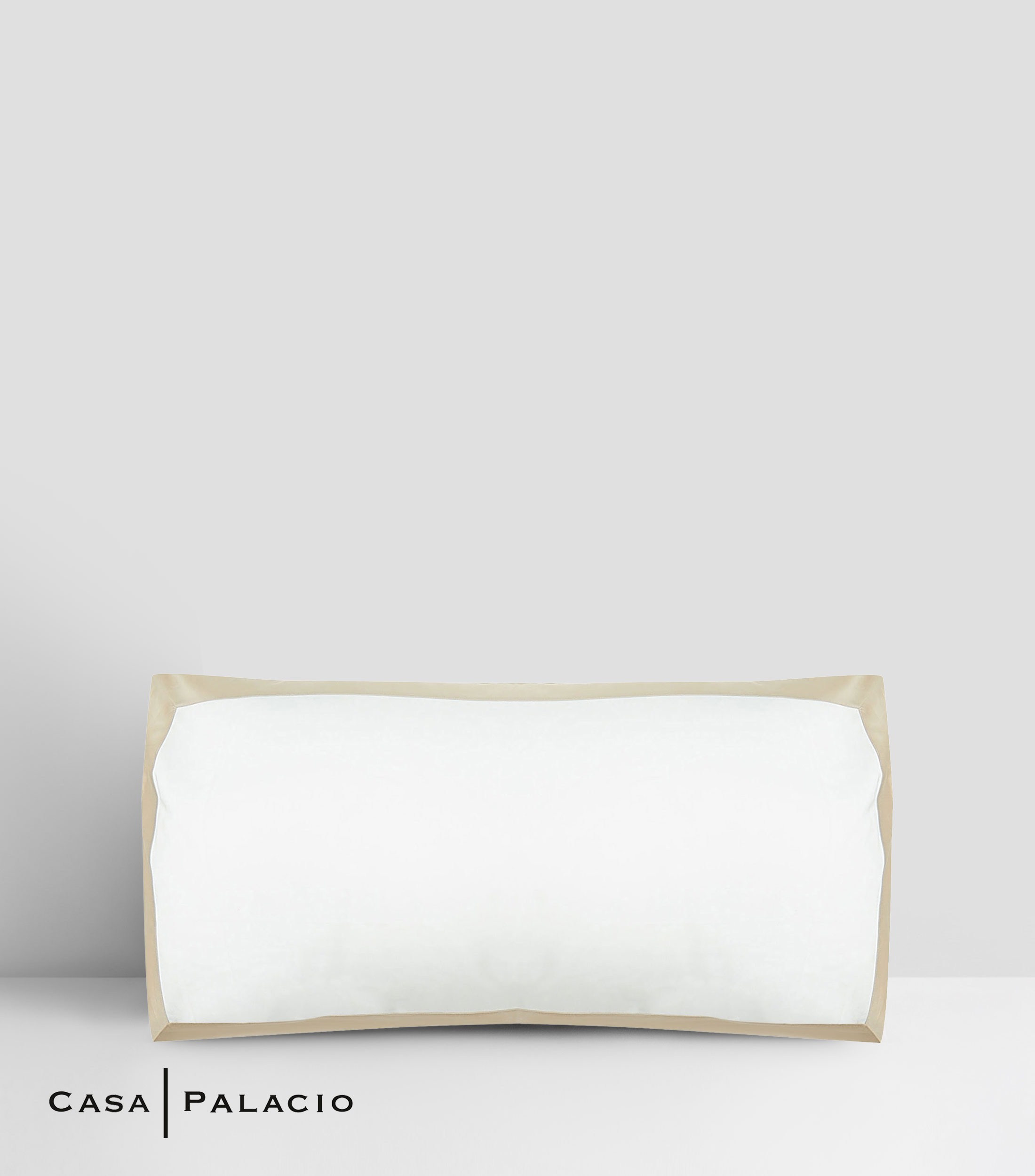 Funda para almohada King Size de algodon Bold Blanco con beige