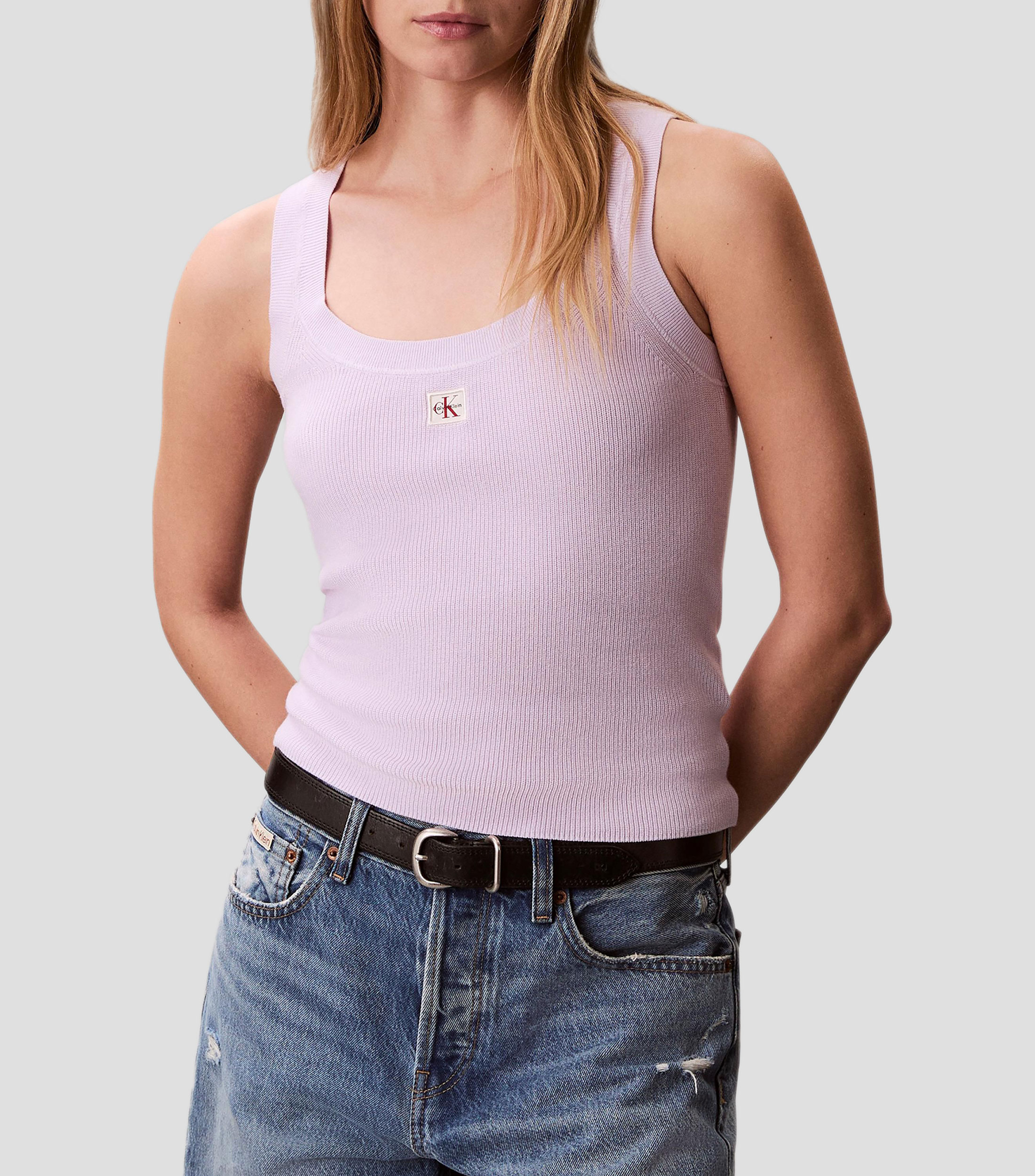 Top con microdiseños sin mangas Mujer