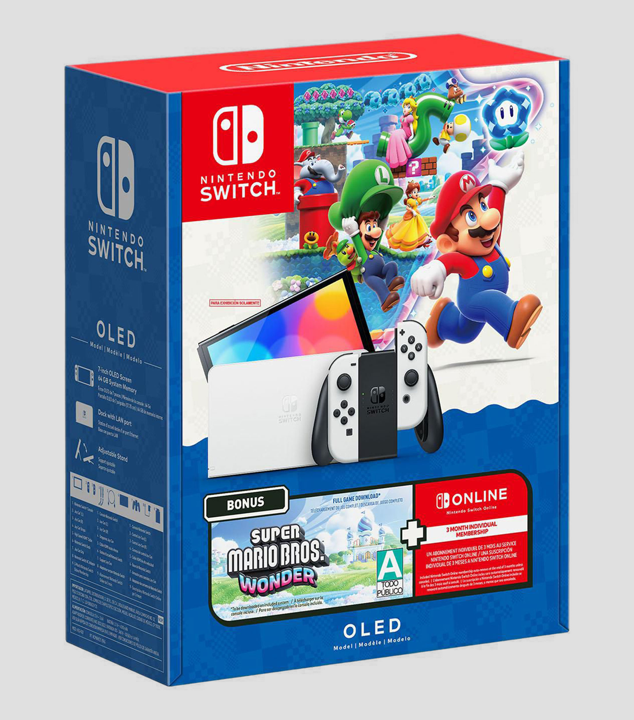 Consola Nintendo Switch OLED con Super Mario Bros. Wonder + Suscripción Nintendo Switch Online 3 Meses