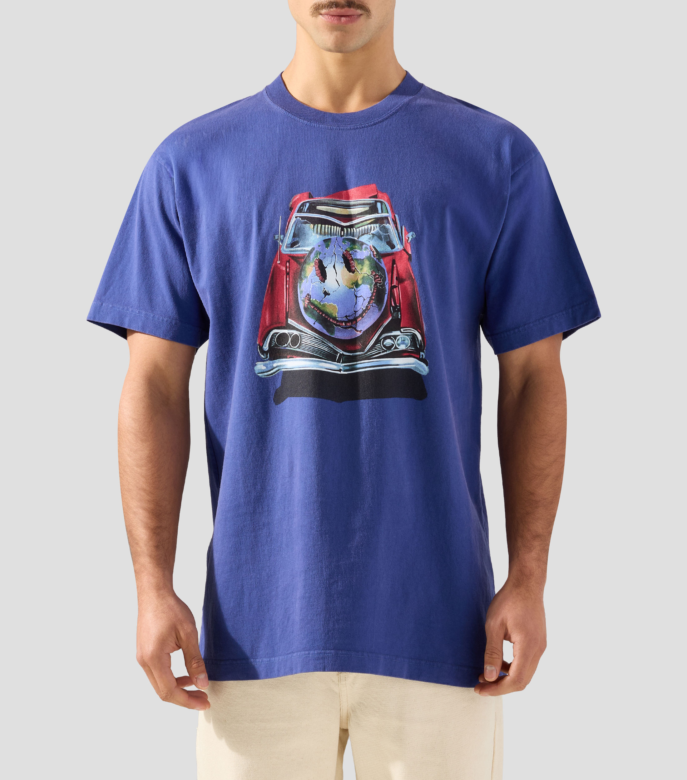Playera cuello redondo manga corta con estampado Hombre