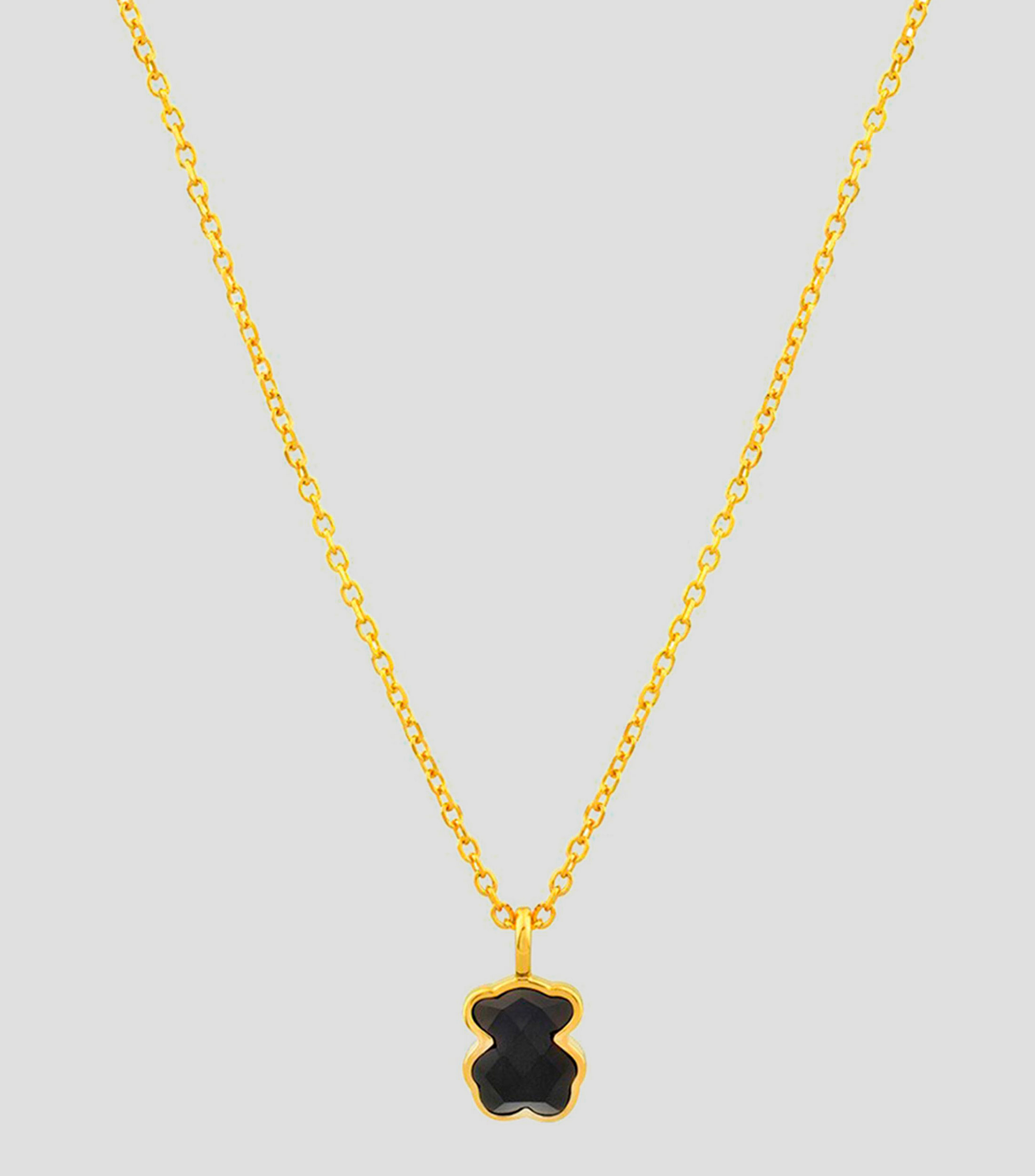 Collar TOUS Para Mujer Con Ónix - Colección Camille, Baño De Oro 18K Sobre Plata, 43 Cm