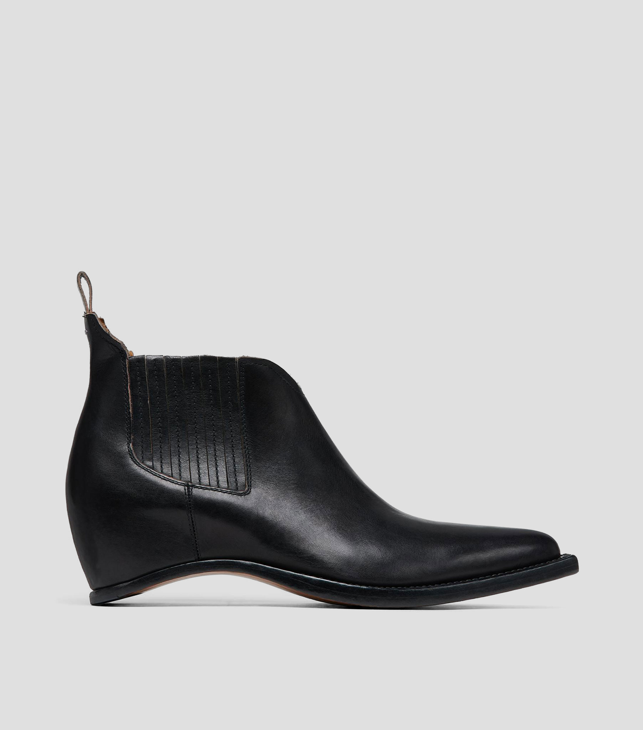 Botas chelsea cortas Western Heel-less en piel con tacón medio de cuña Mujer