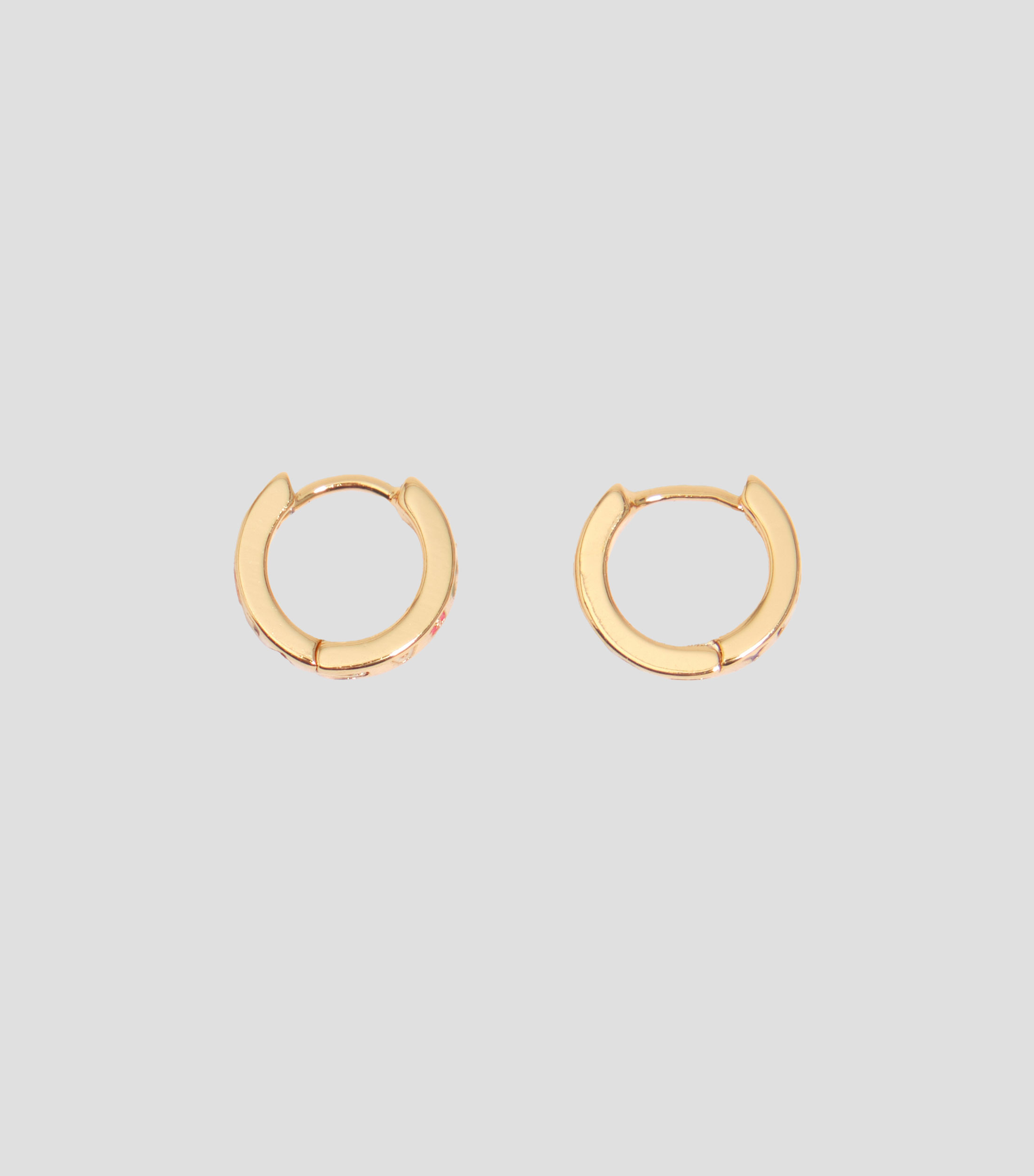 Pendientes aro mini dorado logo multicolor Mujer