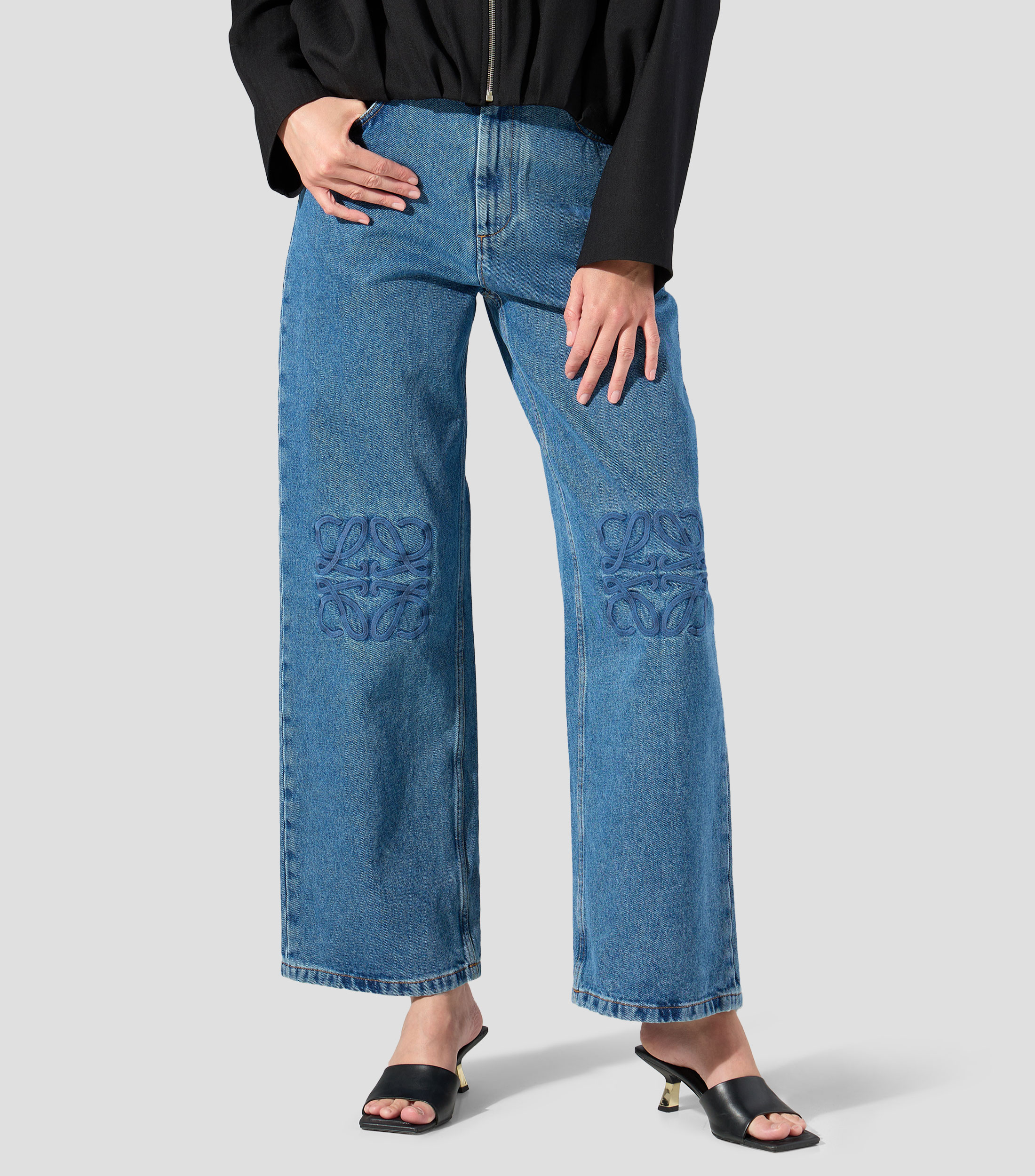Anagrama jeans holgados de mezclilla Mujer