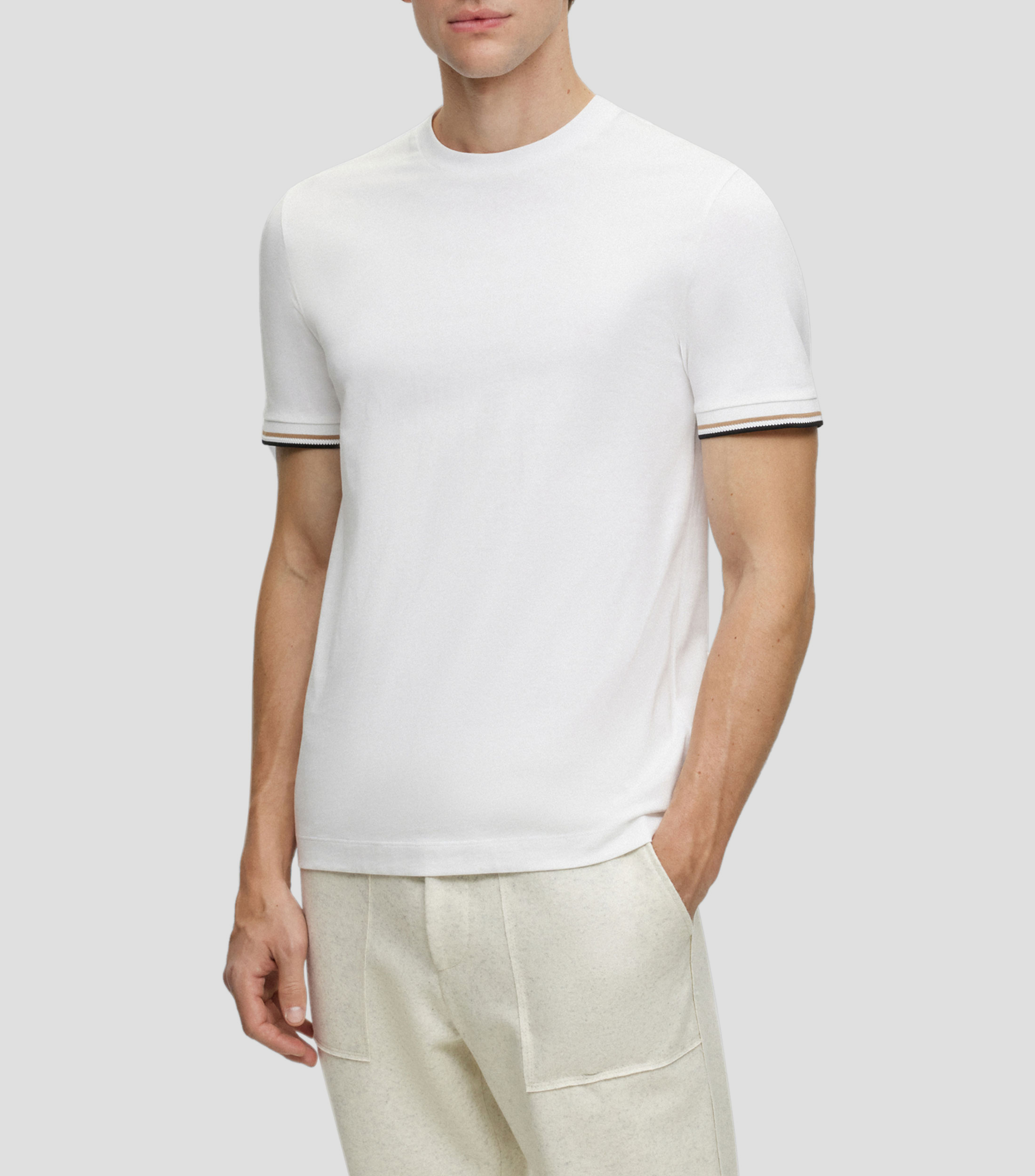 Playera de algodón con raya característica en los puños Hombre