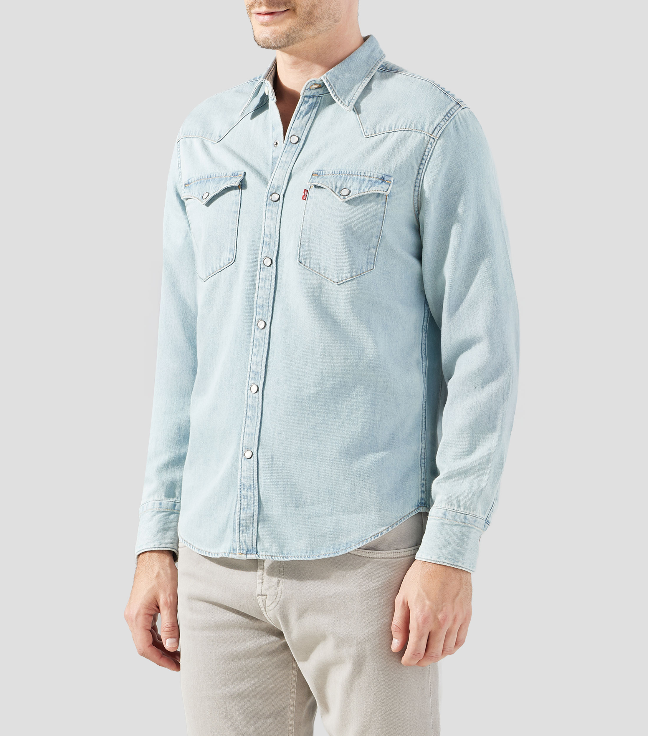 Camisa lisa manga larga Hombre