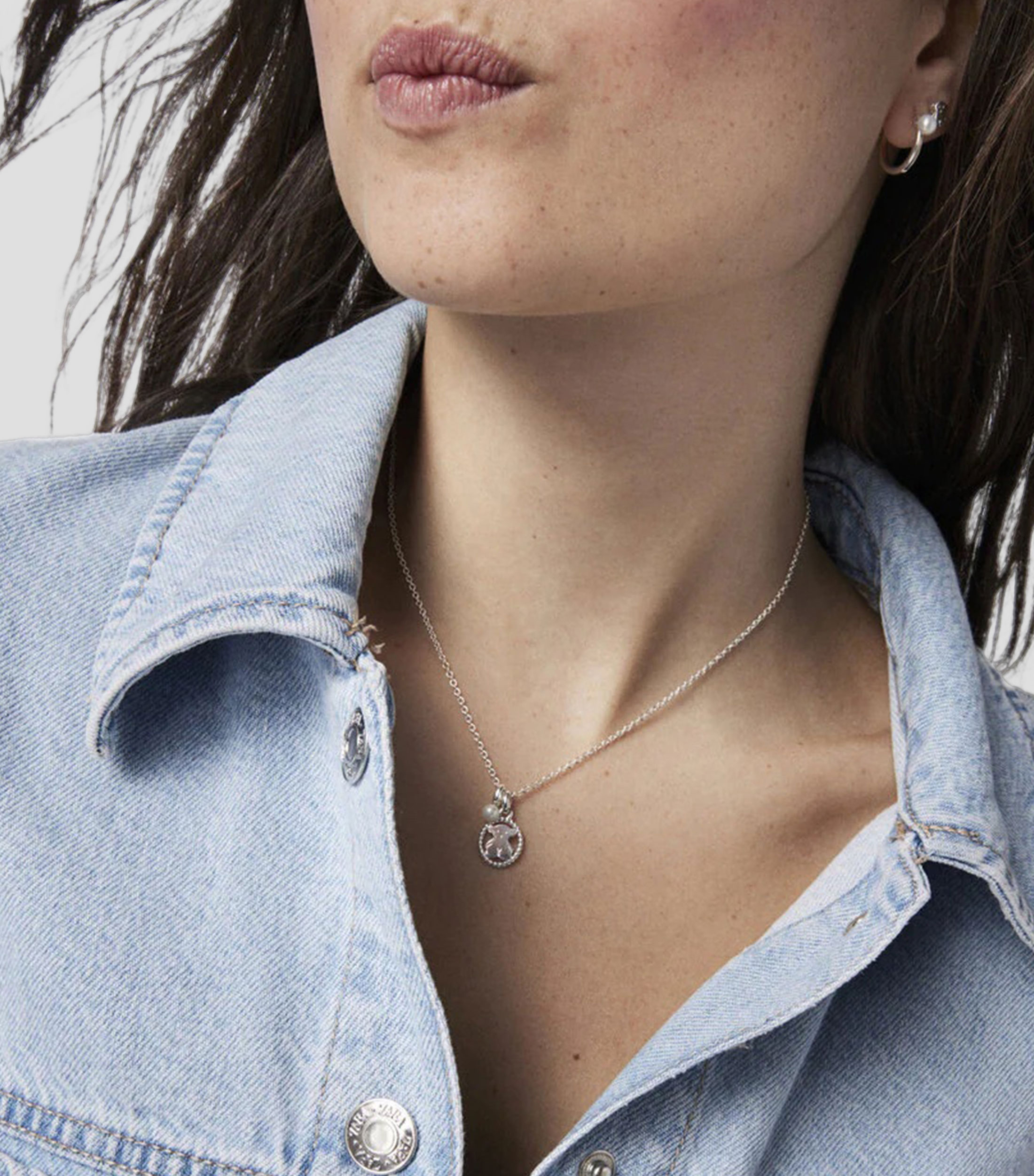 Collar con oso en Plata .925 y perla Camee Mujer