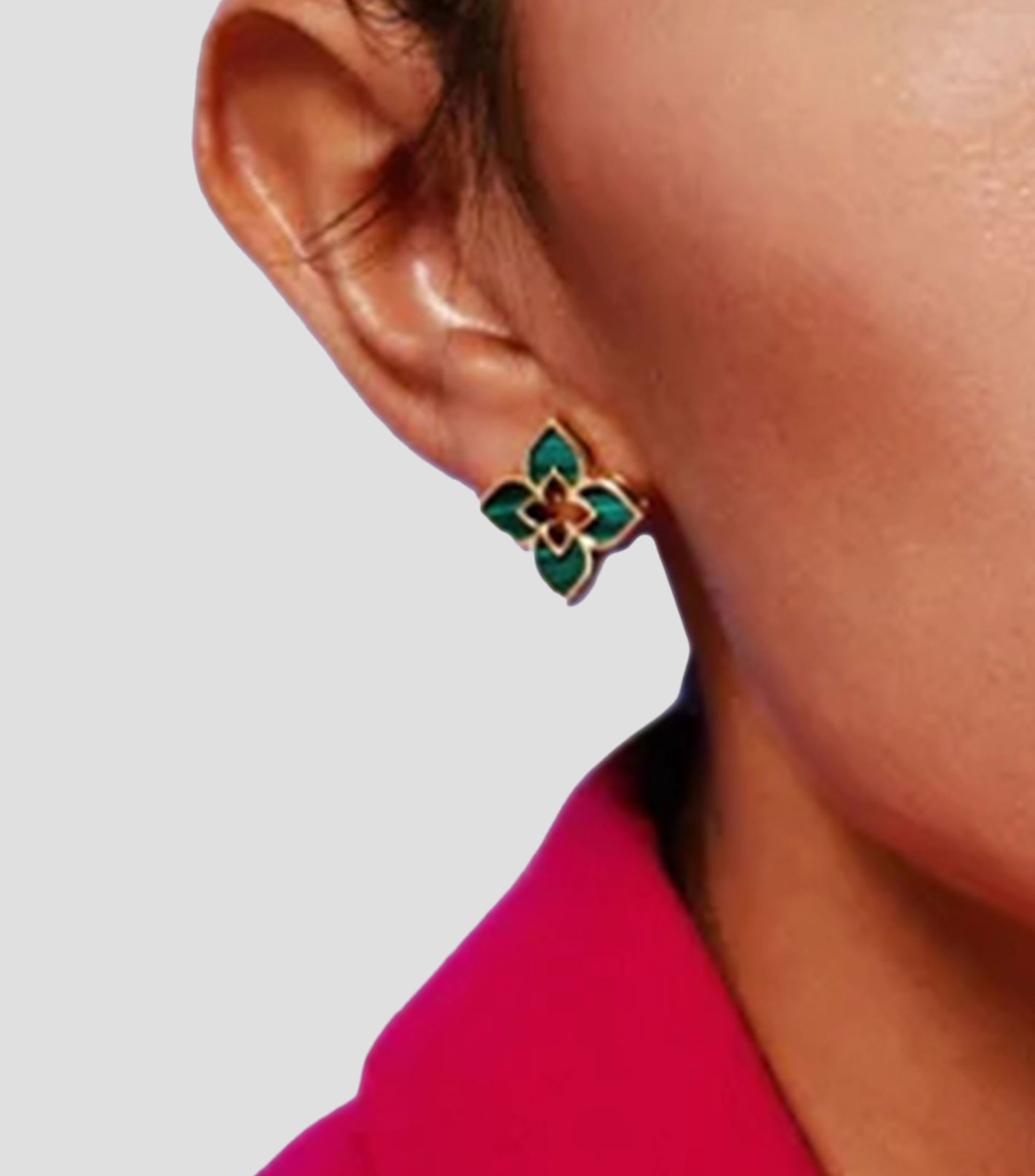 Aretes en Oro amarillo de 18 Kilates con malaquita Venetian Princess Mujer