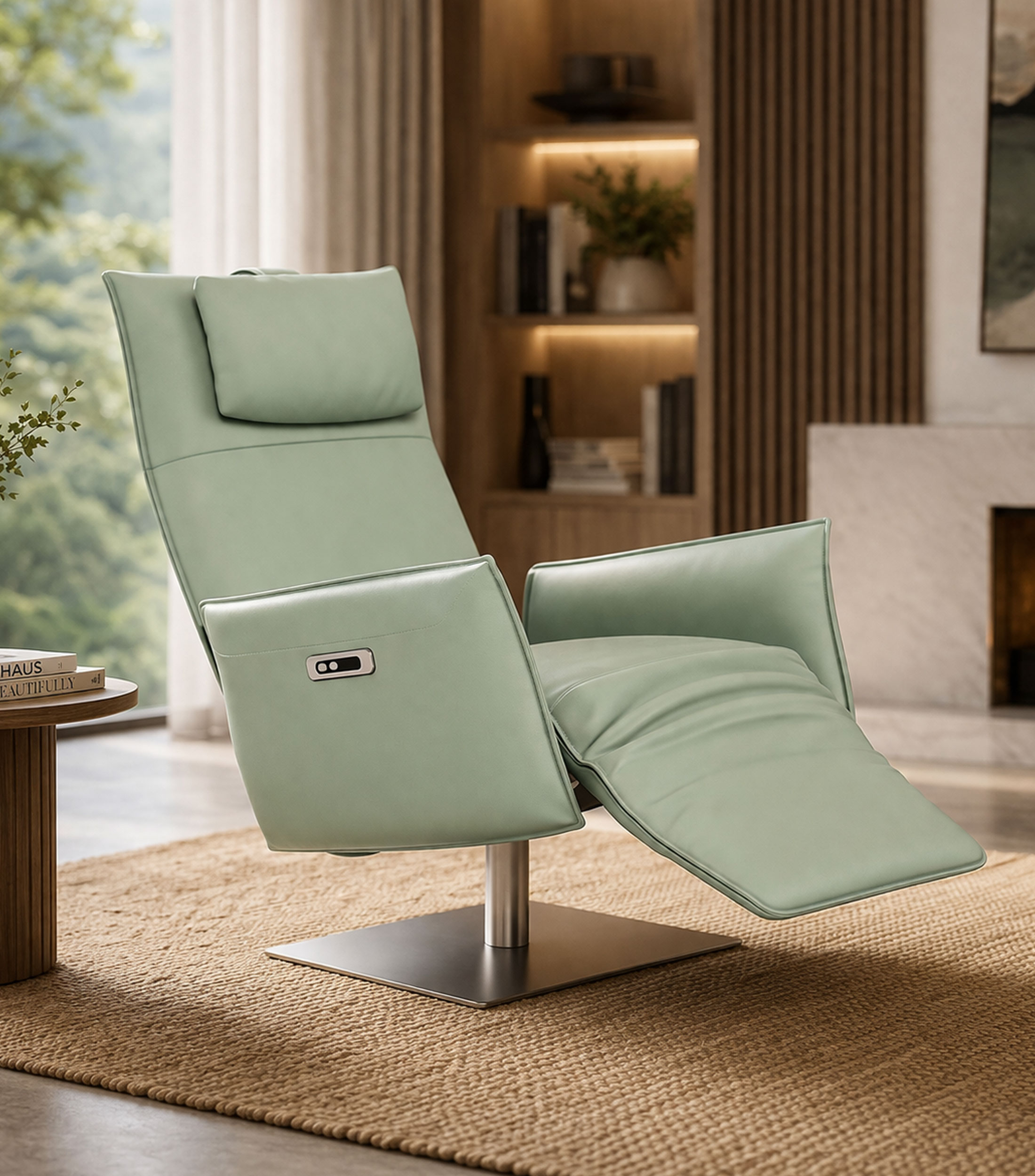 Sillón reclinable eléctrico Bazzta en piel