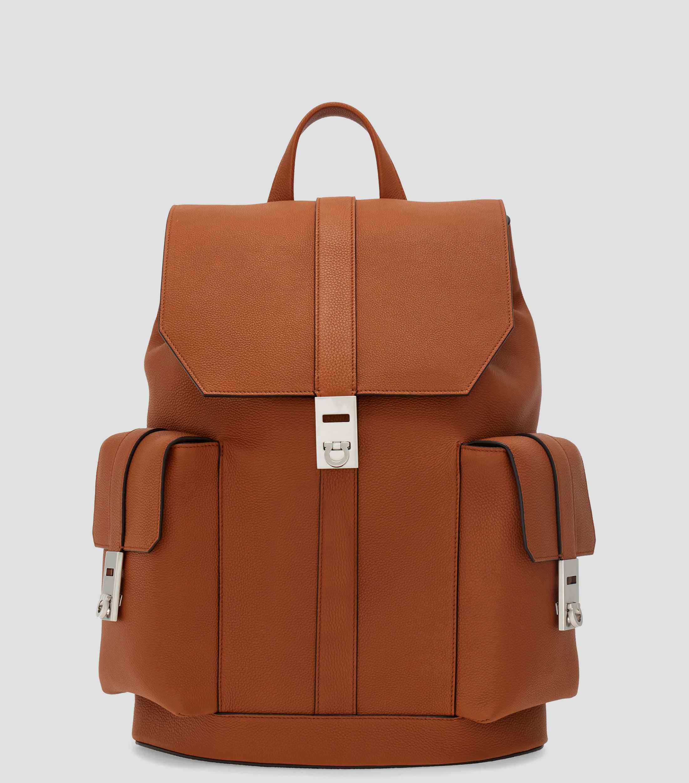 Mochila en piel liso Hombre