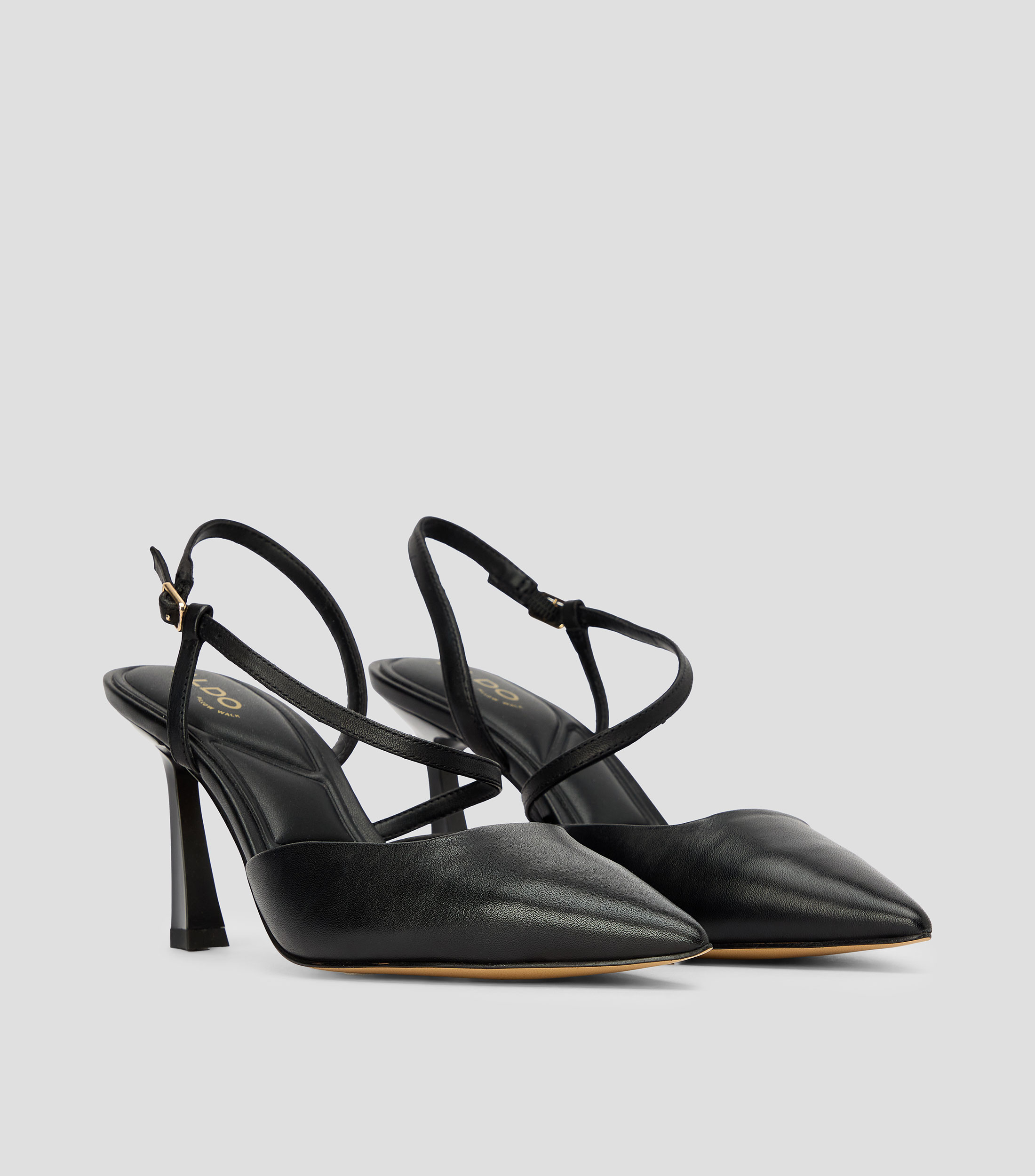 Zapatillas tiras tacón delgado en piel lisas Mujer