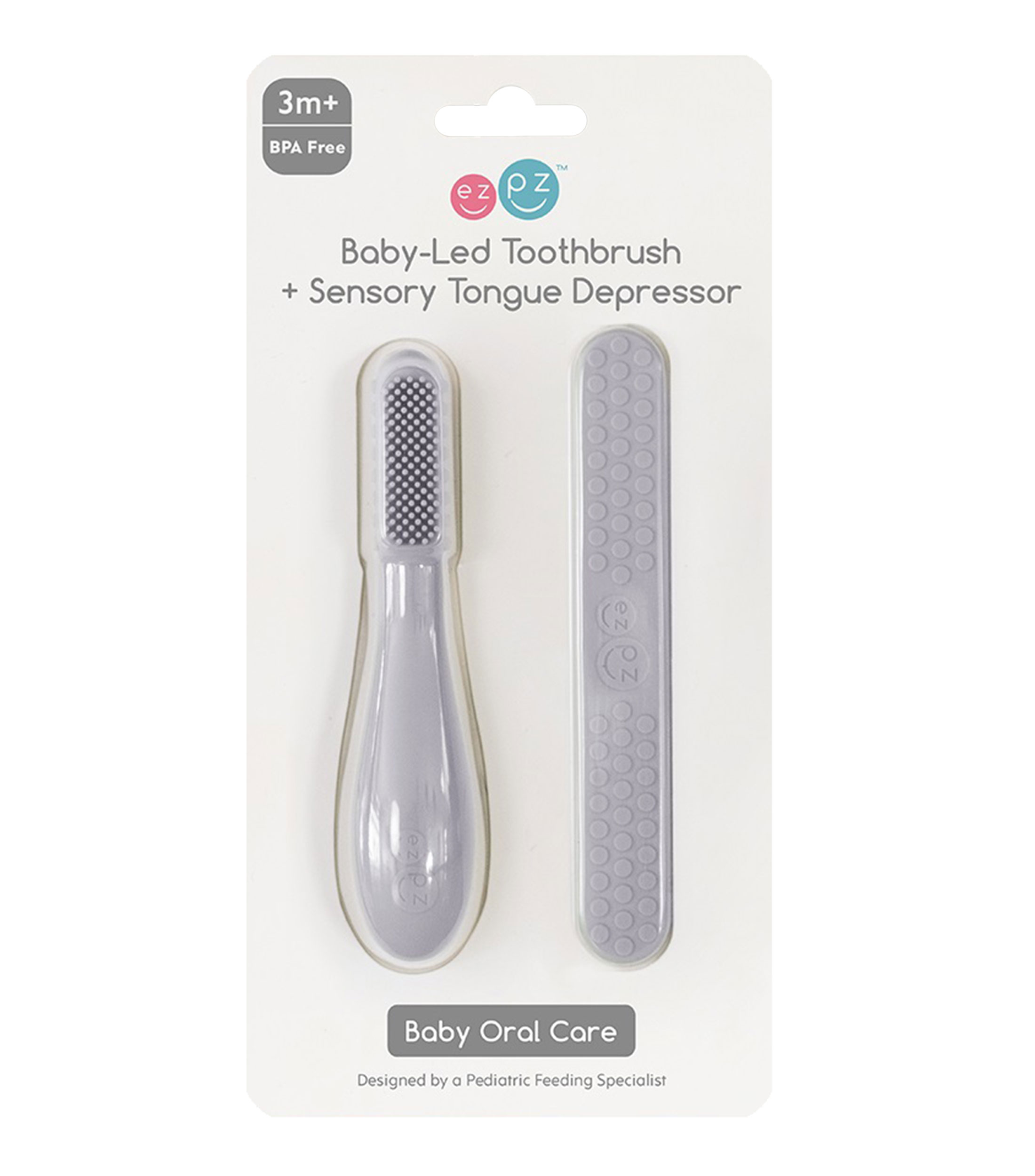 Set Cepillo de dientes y abatelenguas Sensorial Baby Led Plata