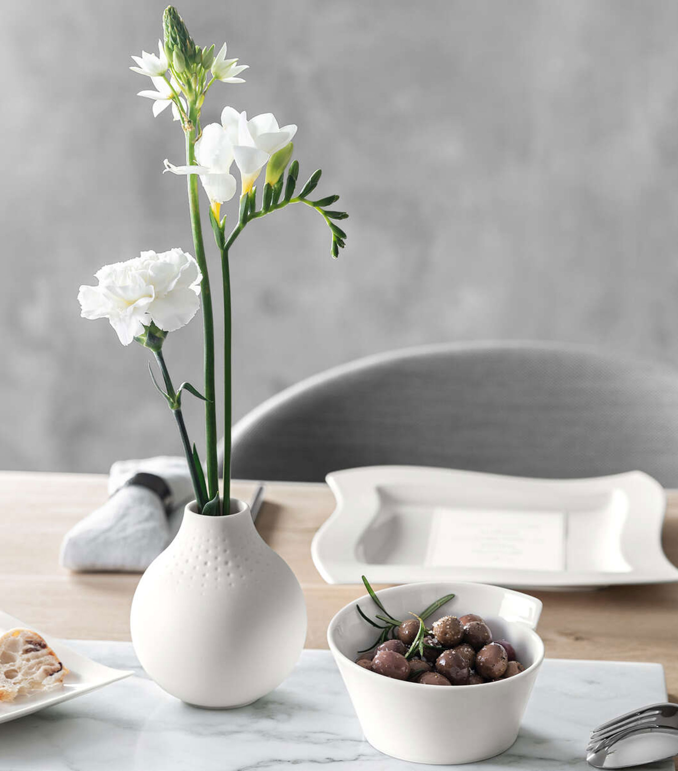 Florero Collier Blanc Perle en porcelana