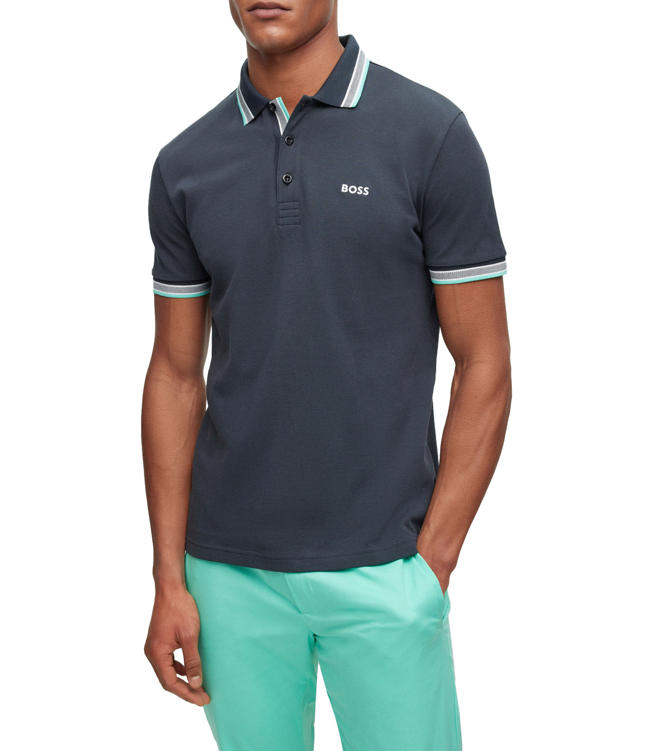 Camiseta BOSS Hombre Algodón Orgánico - Corte Clásico, Cuello Redondo, Logo Bordado, Color Negro Talla M