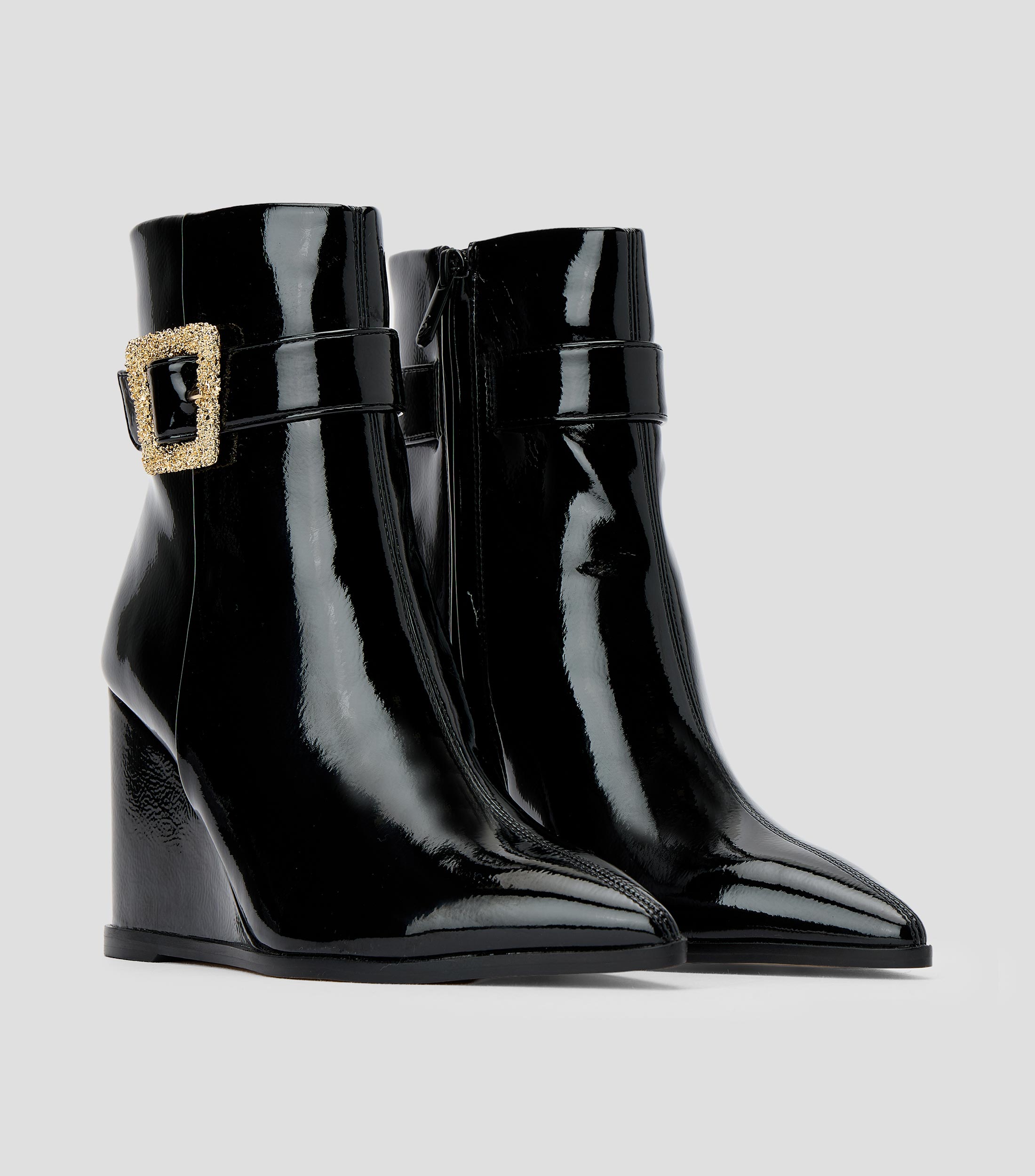Botines tacón alto de cuña charol Mujer