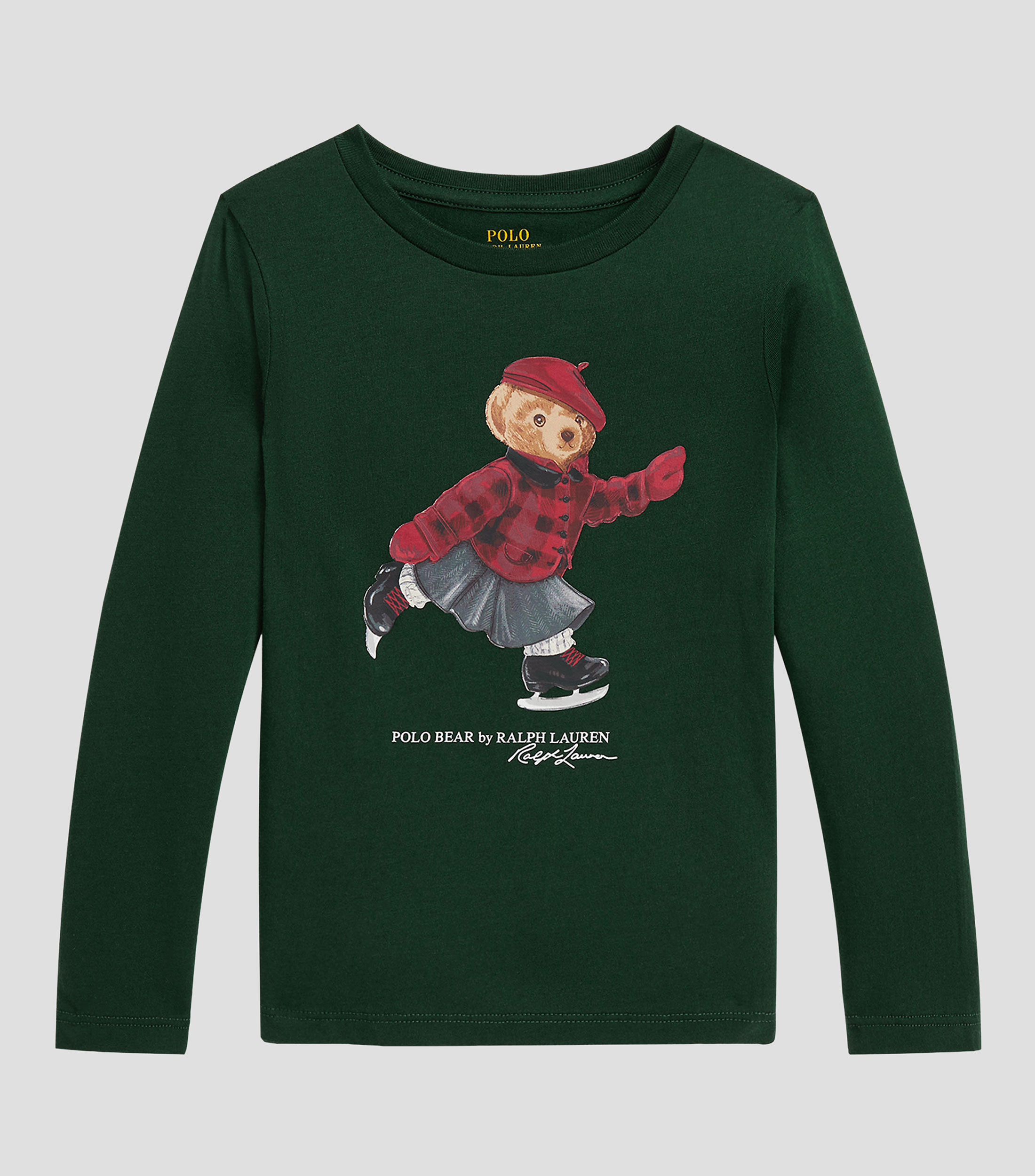 Playera cuello redondo manga larga con Oso Polo Niña