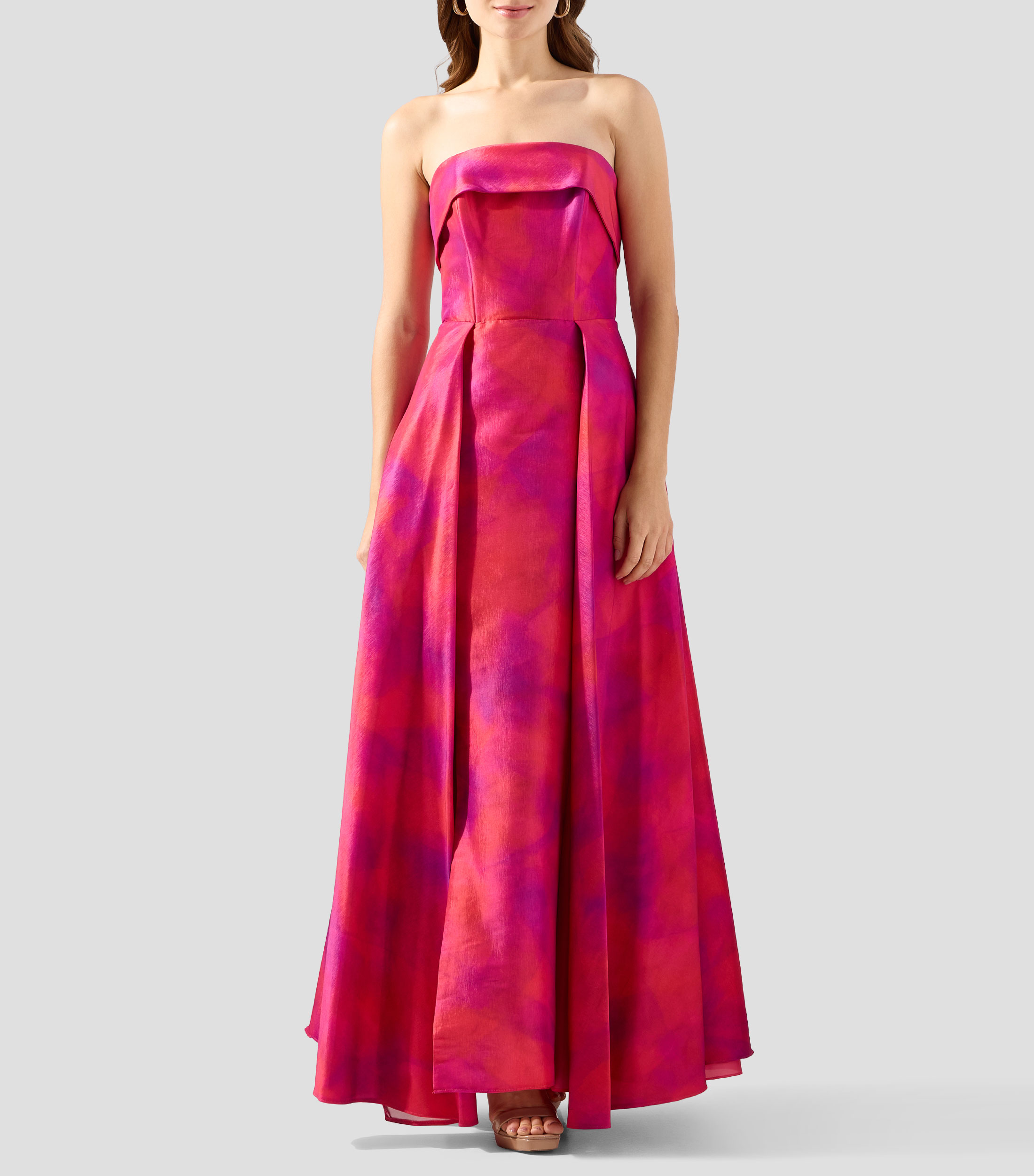 Vestido de fiesta largo estampado Mujer