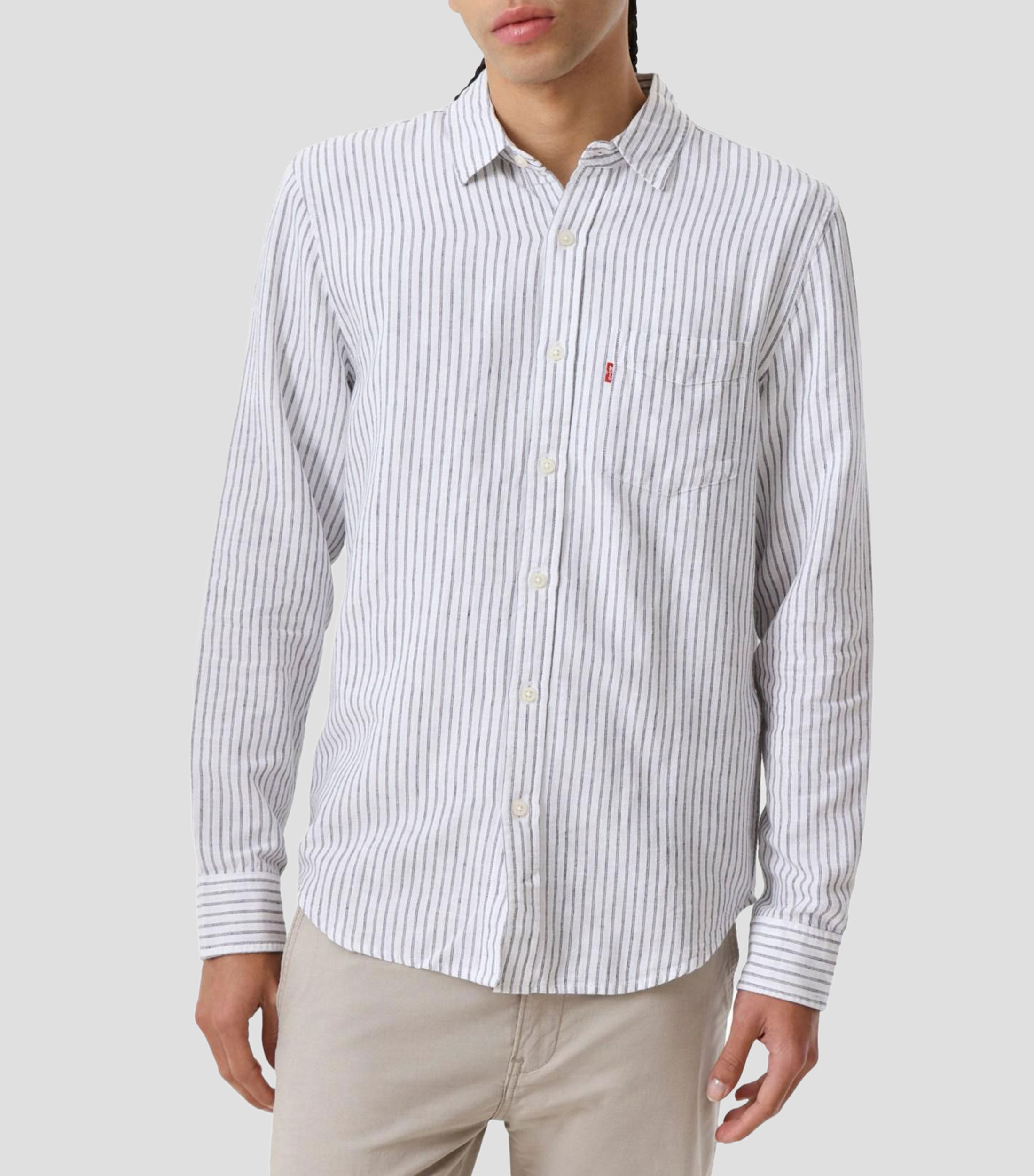 Camisa con líneas manga larga Hombre