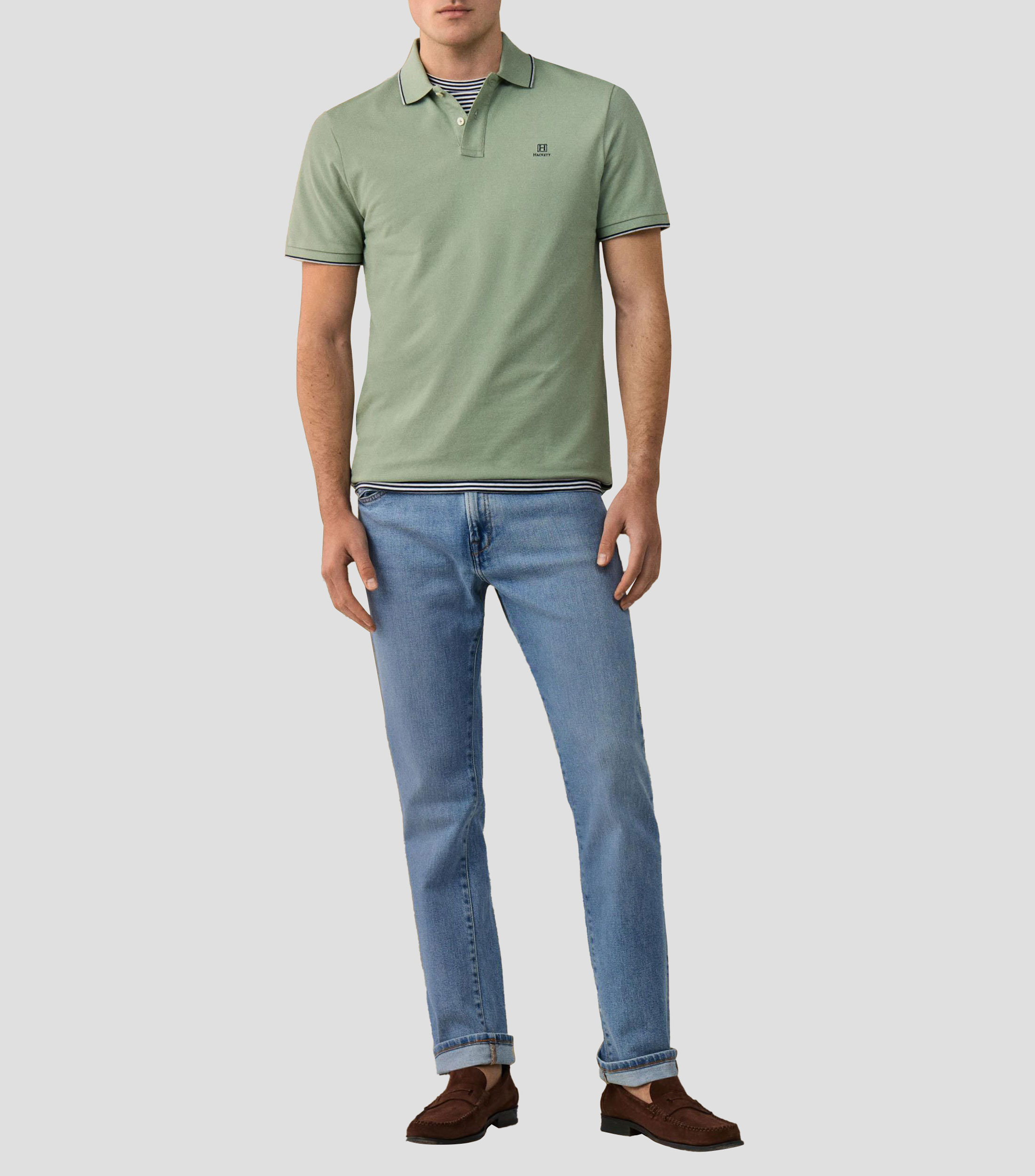 Playera tipo polo manga corta lisa Hombre