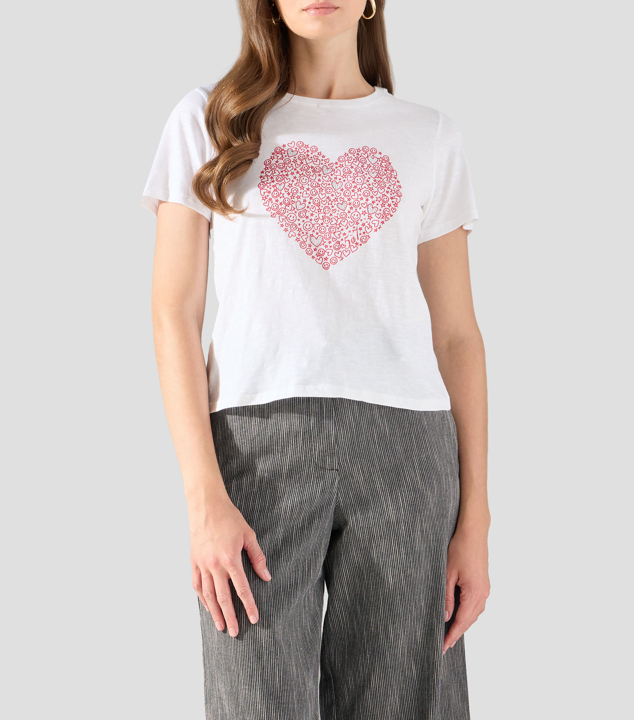 Playera cuello redondo manga corta estampada Mujer