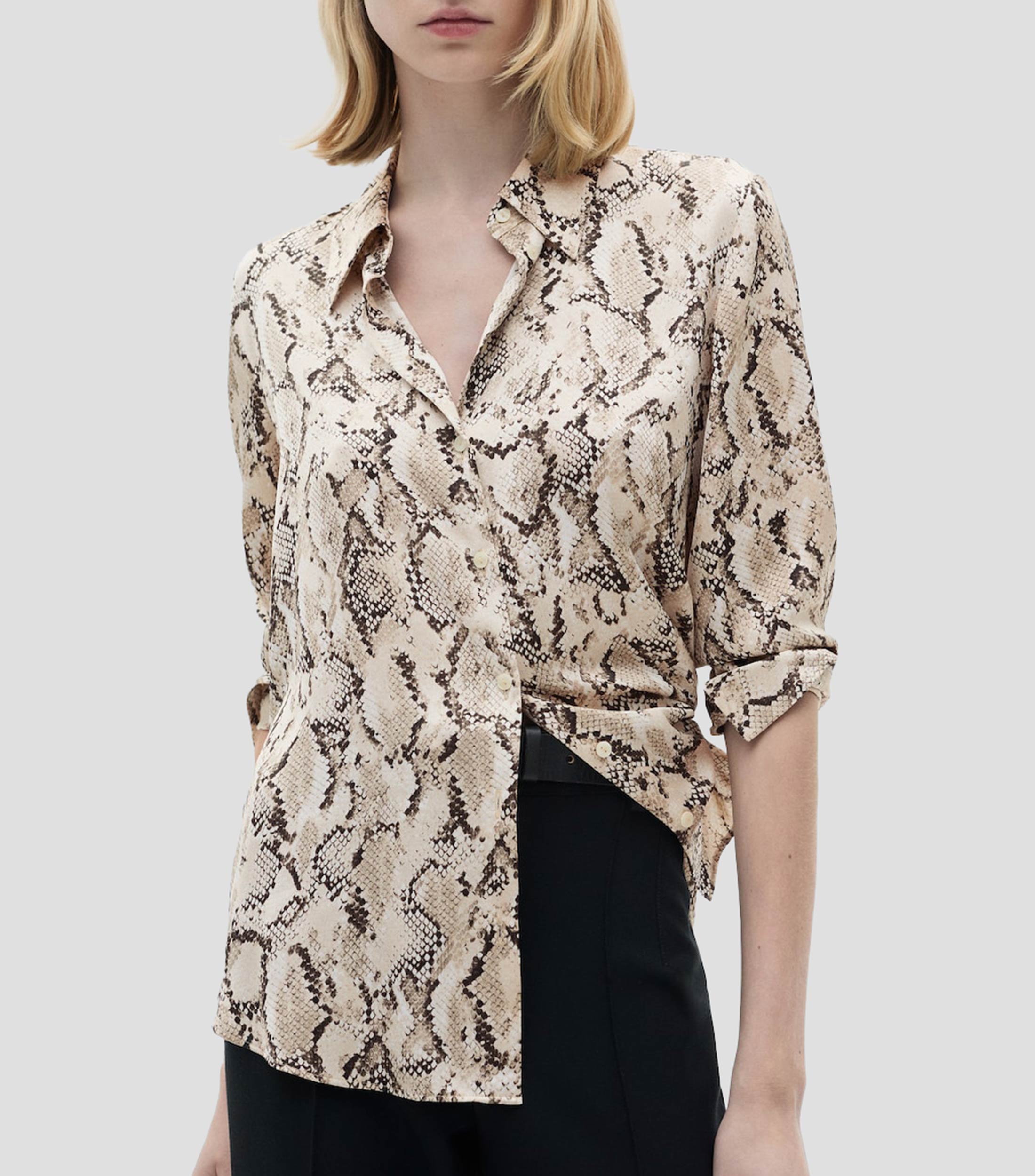 Camisa estampada de manga larga Mujer