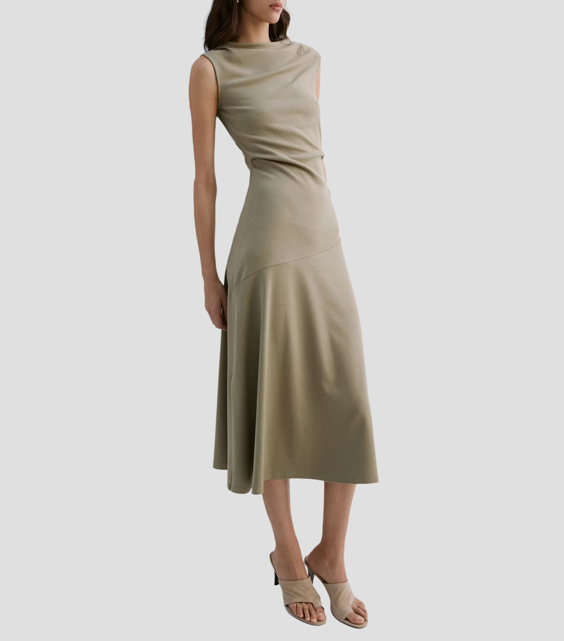 Vestido midi liso Mujer