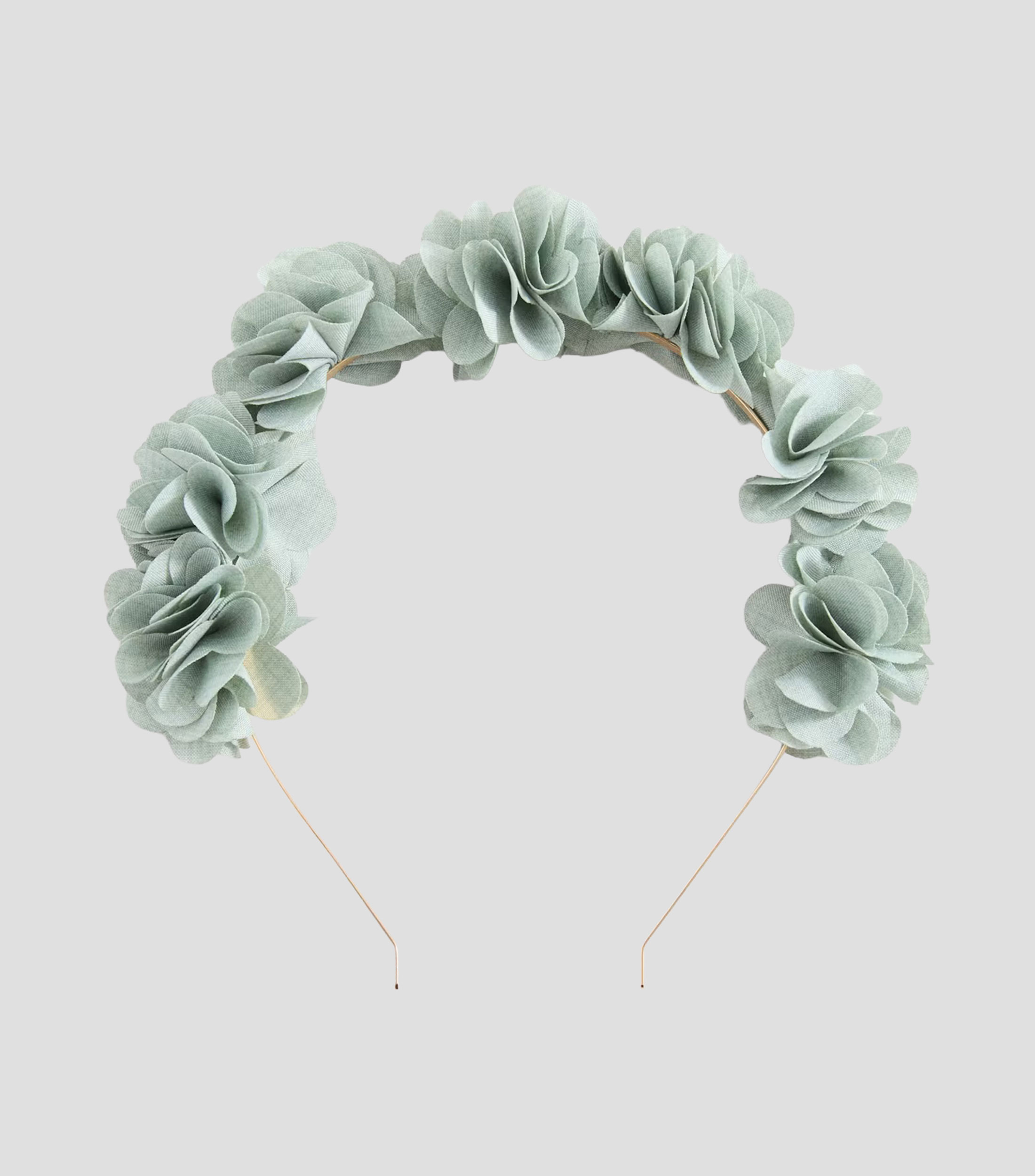 Diadema verde agua con flores Niña