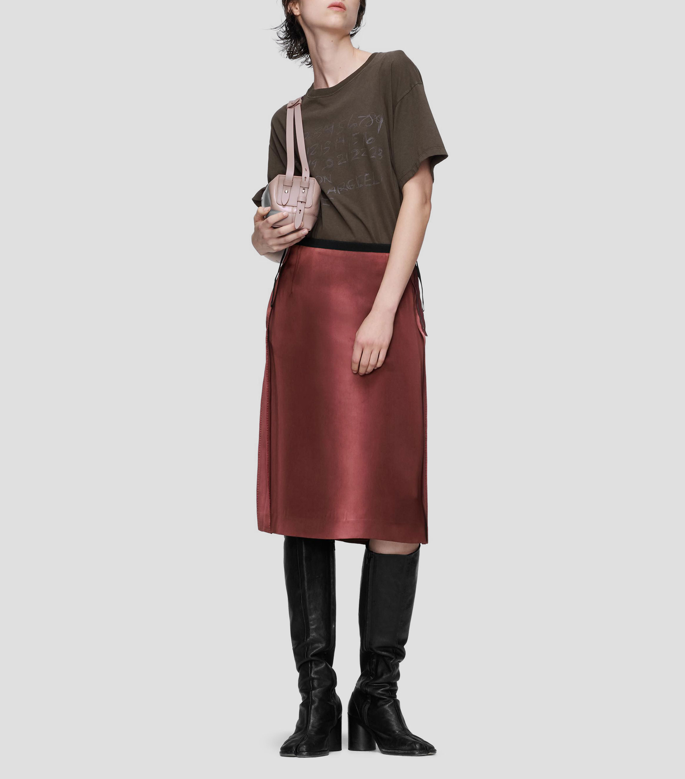 Falda midi de corte recto con diseño liso Mujer