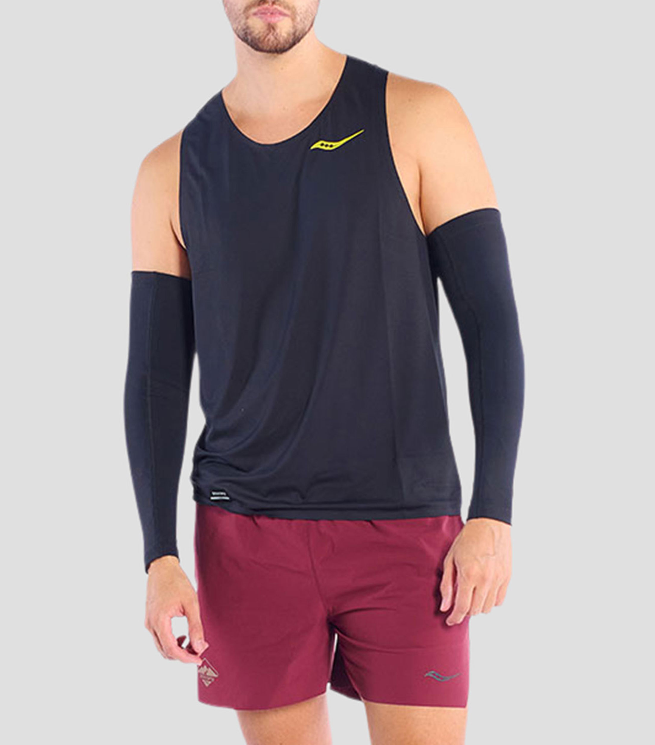 Playera para correr Endorphin cuello redondo sin mangas con microdiseños Hombre